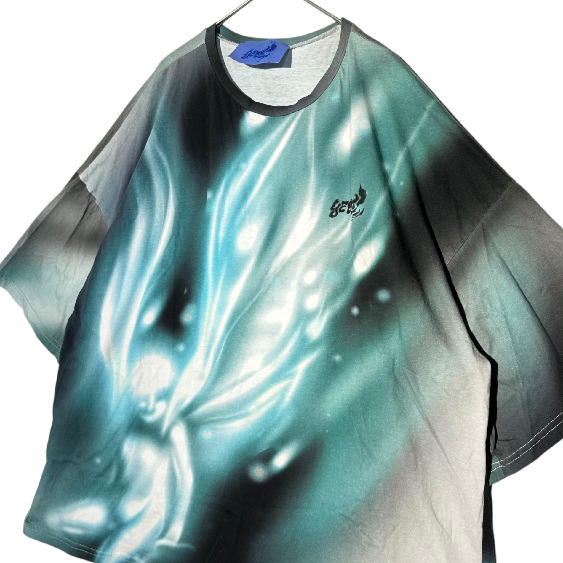 Gerrit Jacob(ジェリット ジェイコブ) Print T-SHIRT プリント Tシャツ XL ブルー×ブラック