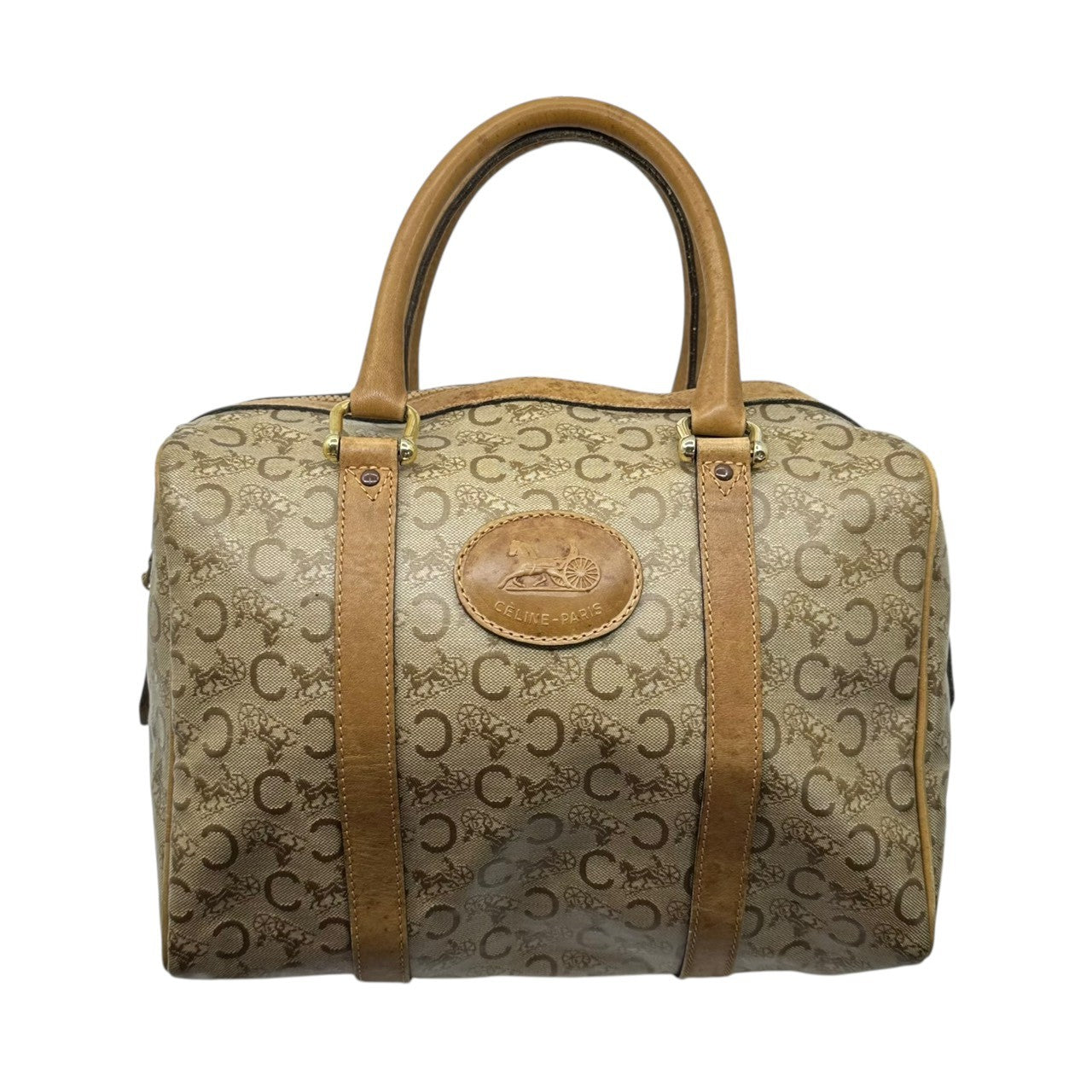 CELINE ベージュ ハンドバッグ　Cxマカダム CELINE(セリーヌ) C Macadam Handbag C マカダム ハンド バッグ