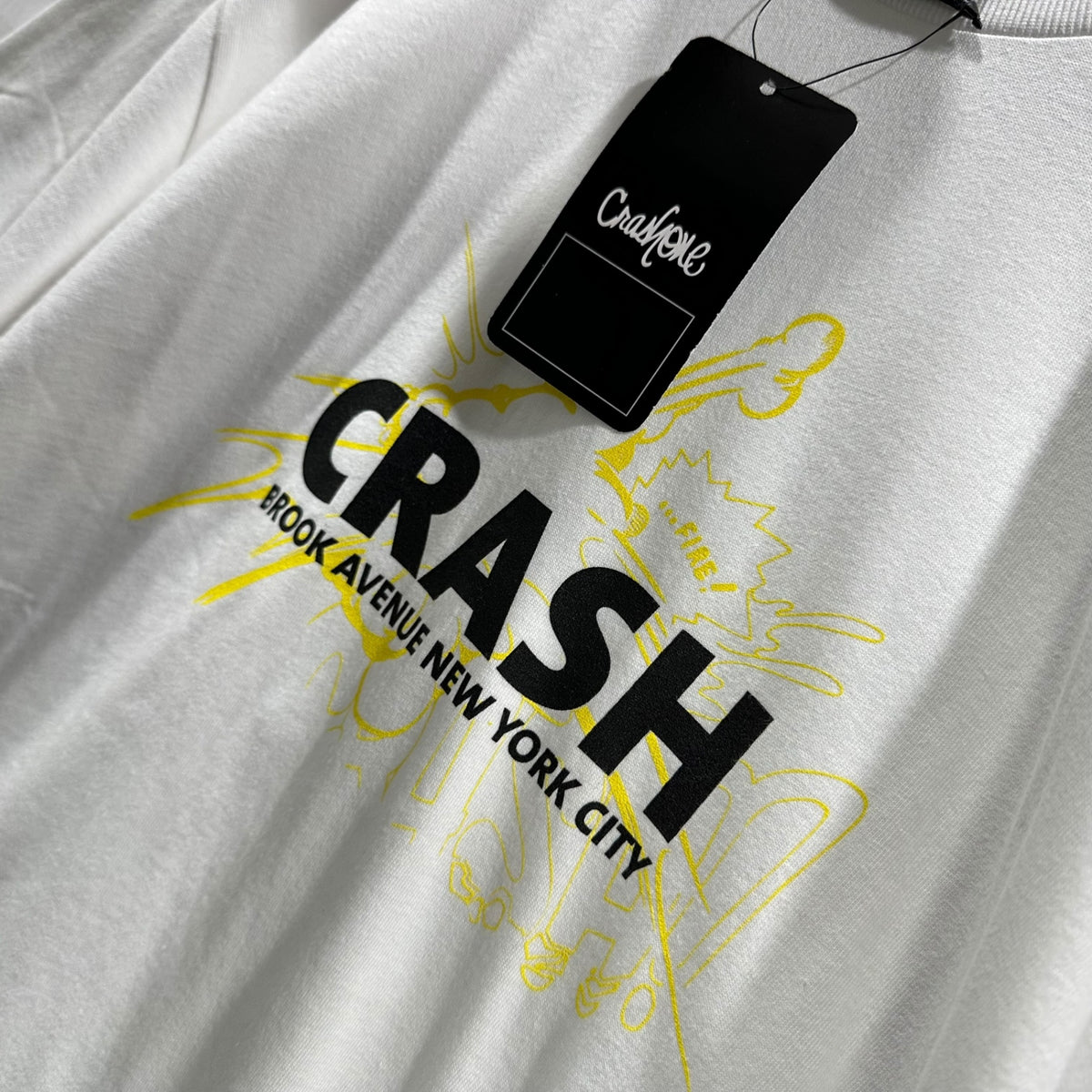 Brook Avenue(ブルックアベニュー) CRASH PRINT T-SHIRT クラッシュ プリント Tシャツ M ホワイト