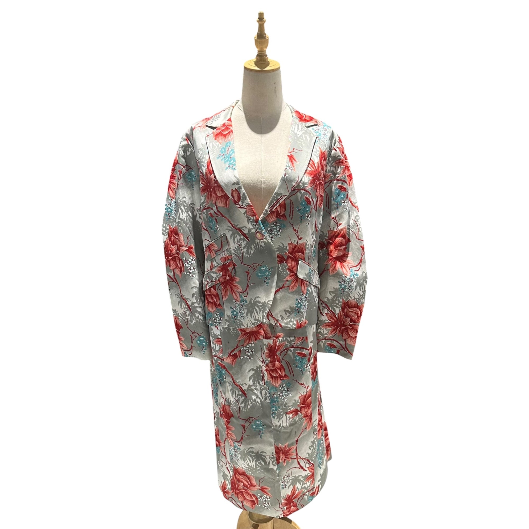 ETRO(エトロ) Old Floral Print Set Up オールド 花柄 プリント セットアップ 46 グレー×レッド