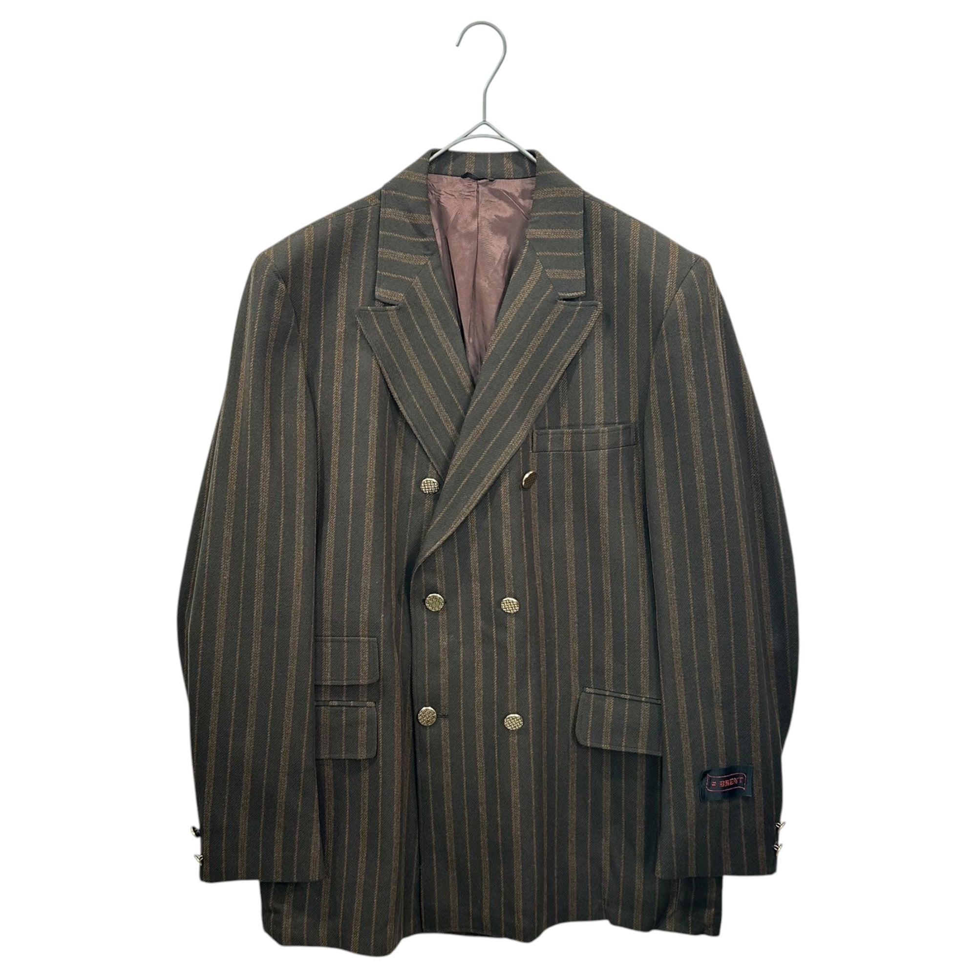 BRENT(ブレント) 50’s~60’s Double-breasted Striped Wool Jacket ダブルブレスト ストライプ ウール ジャケット 42L カーキ×ブラウン 50年代～60年代 テーラード ヴィンテージ モンゴメリーワード