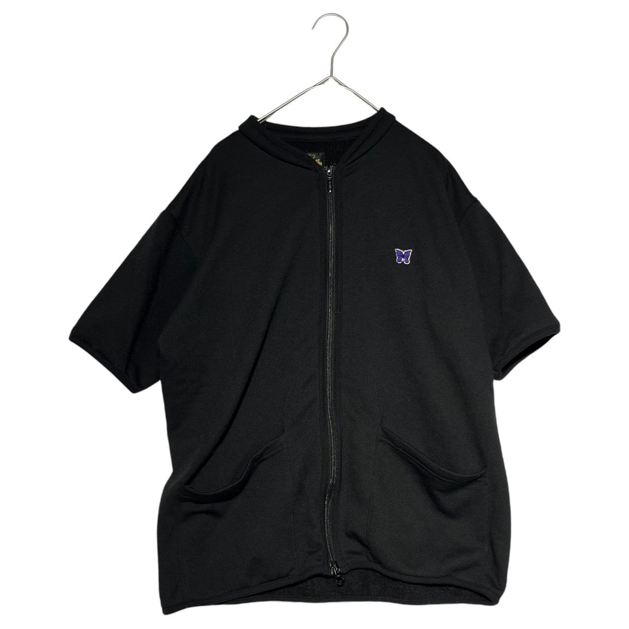 NEEDLES(ニードルズ) Logo embroidery S/S blouson ロゴ刺繍 半袖 ブルゾン KP230 XS ブラック ジャケット カーディガン