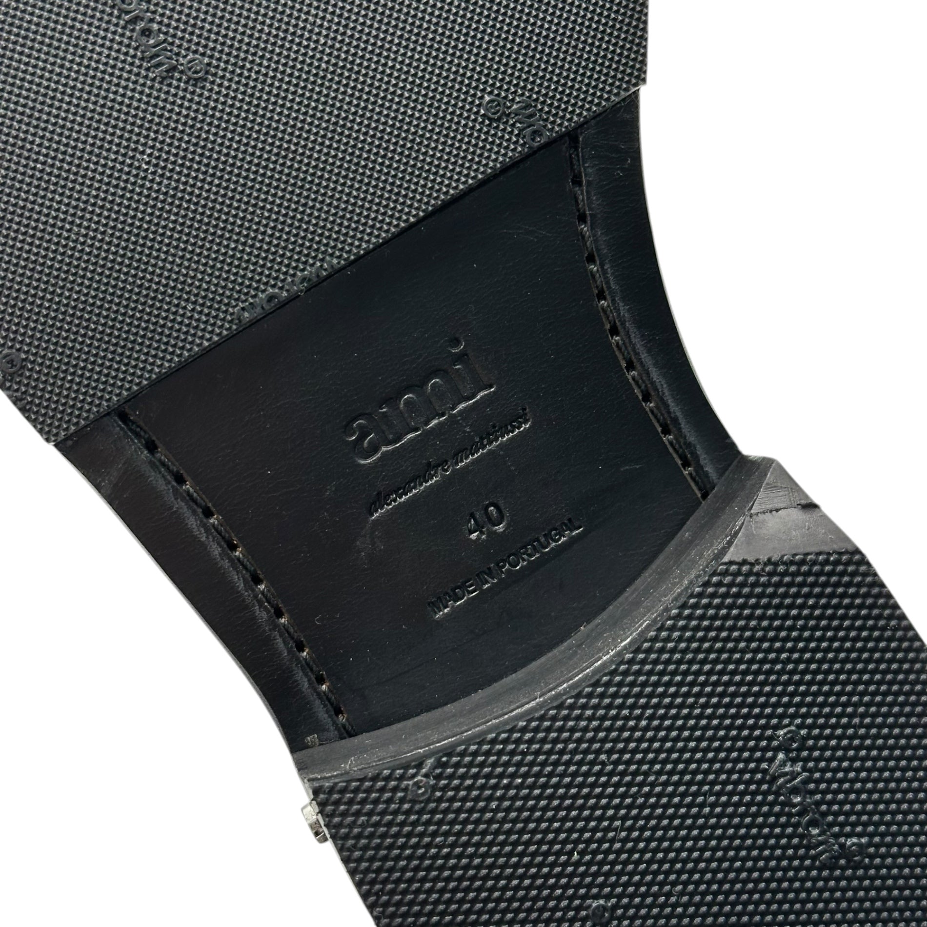 AMI PARIS(アミパリス) Square-Toe Shoes with Python Accents パイソン 切替 スクエアトゥ レザー シューズ 40(25.0～25.5cm程度) ブラック×ブラウン