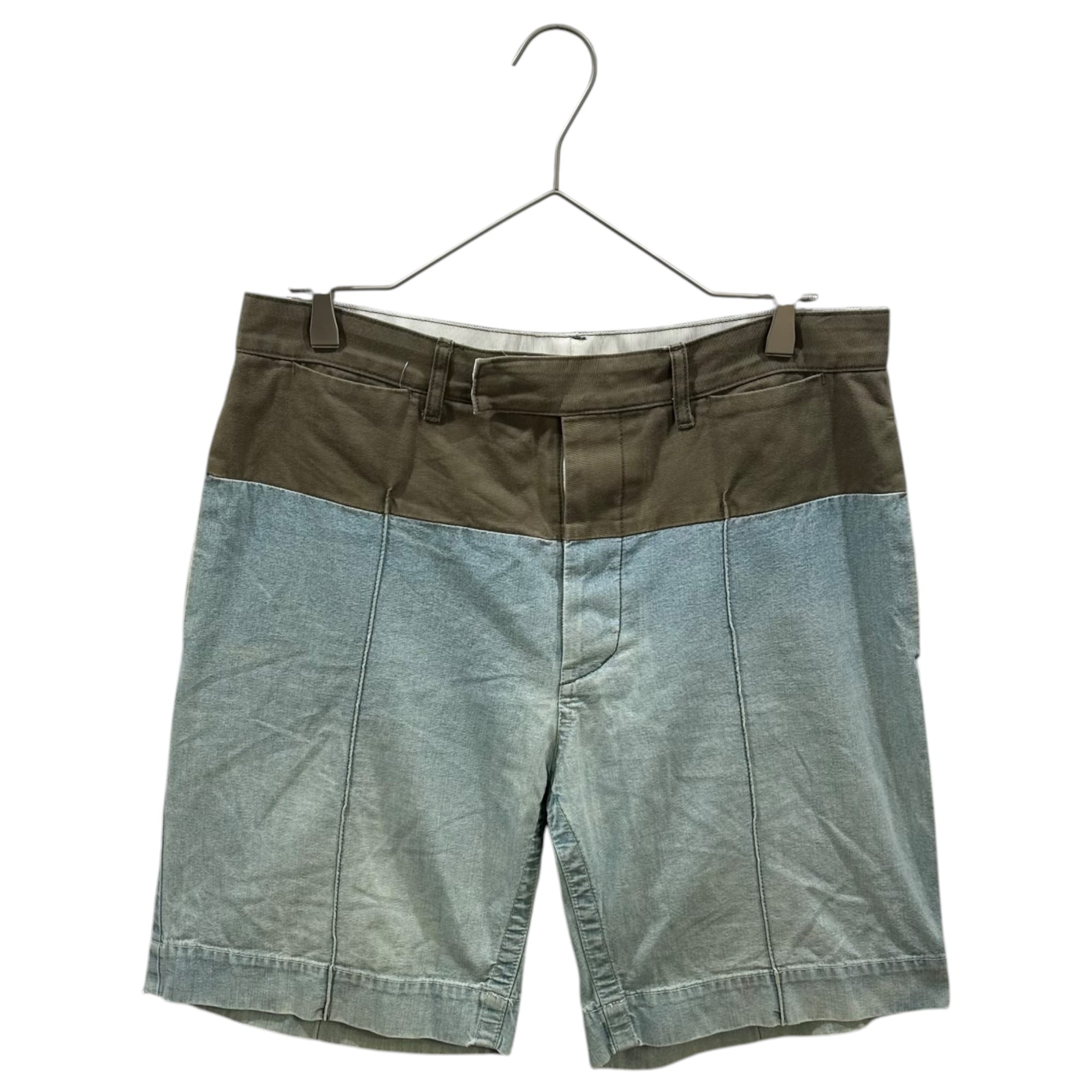 sacai(サカイ) 2013SS Cotton Chino Cloth Paneled Chambray Shorts コットン チノクロス 切替 シャンブレー ショーツ ハーフパンツ 13-00403M 2 ライトインディゴ×カーキ