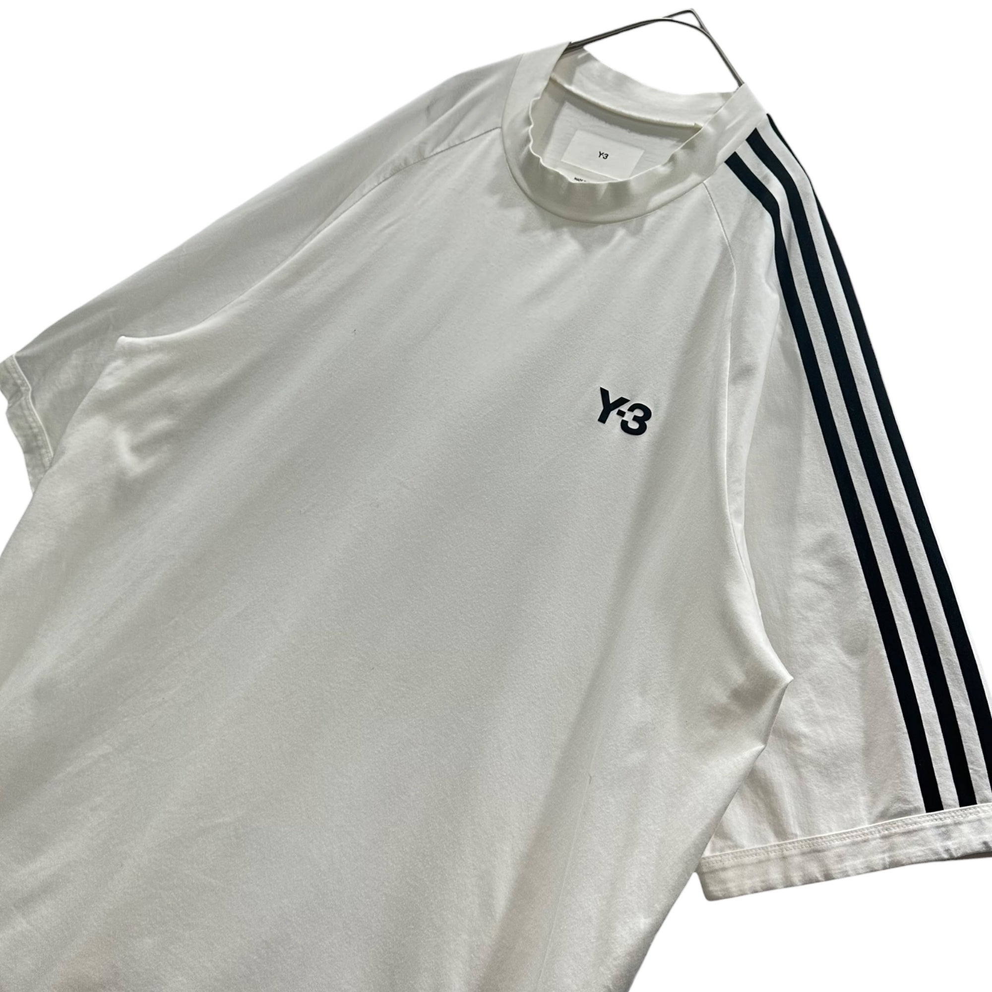 Y-3(ワイスリー) Three-Stripe Crew-Neck T-Shirt スリー ストライプ クルーネック Tシャツ HZ8871 L ホワイト×ブラック