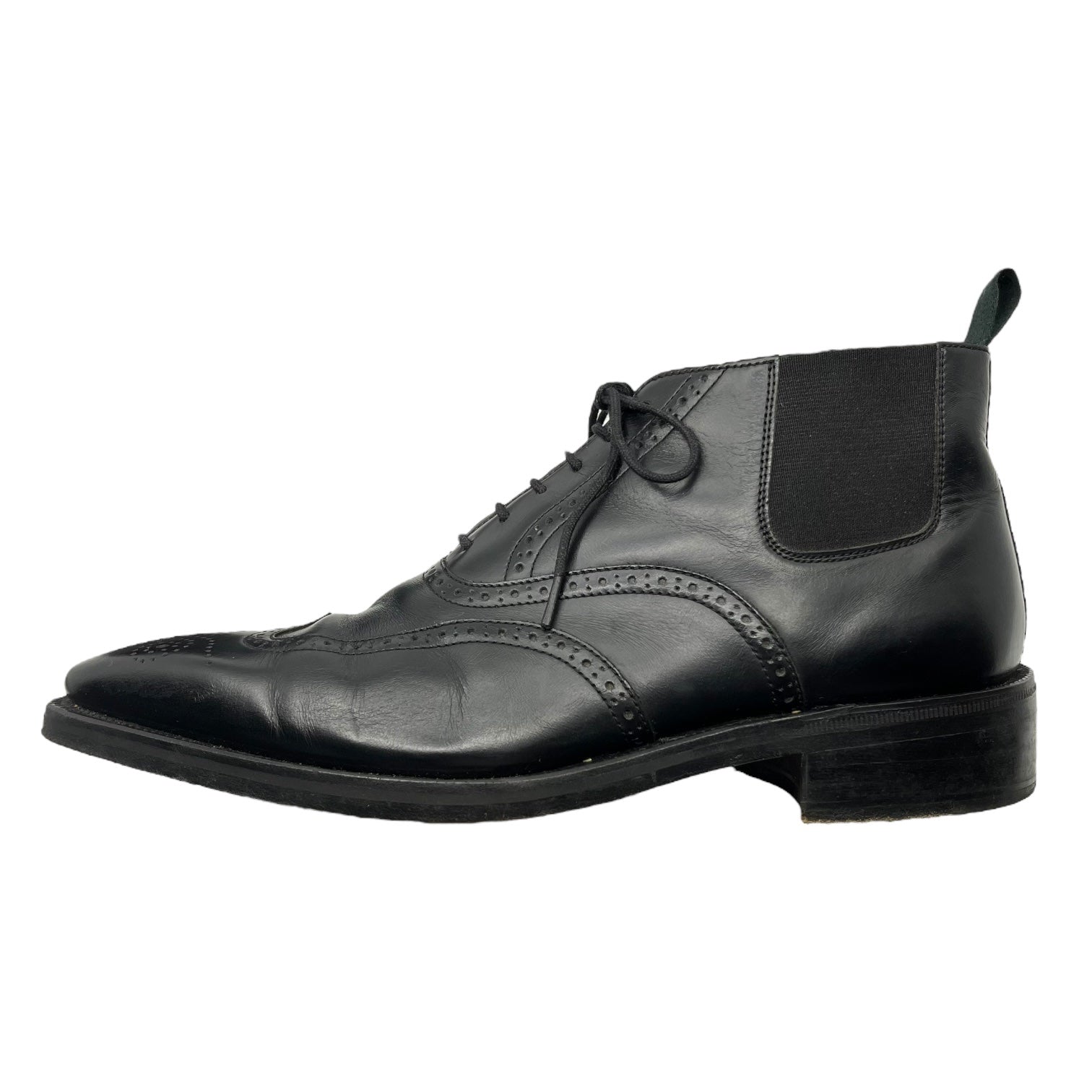 BURBERRY BLACK LABEL(バーバリーブラックレーベル) Wingtip chukka side gore boots ウィング チップ サイドゴア ブーツ SY3017 26cm ブラック