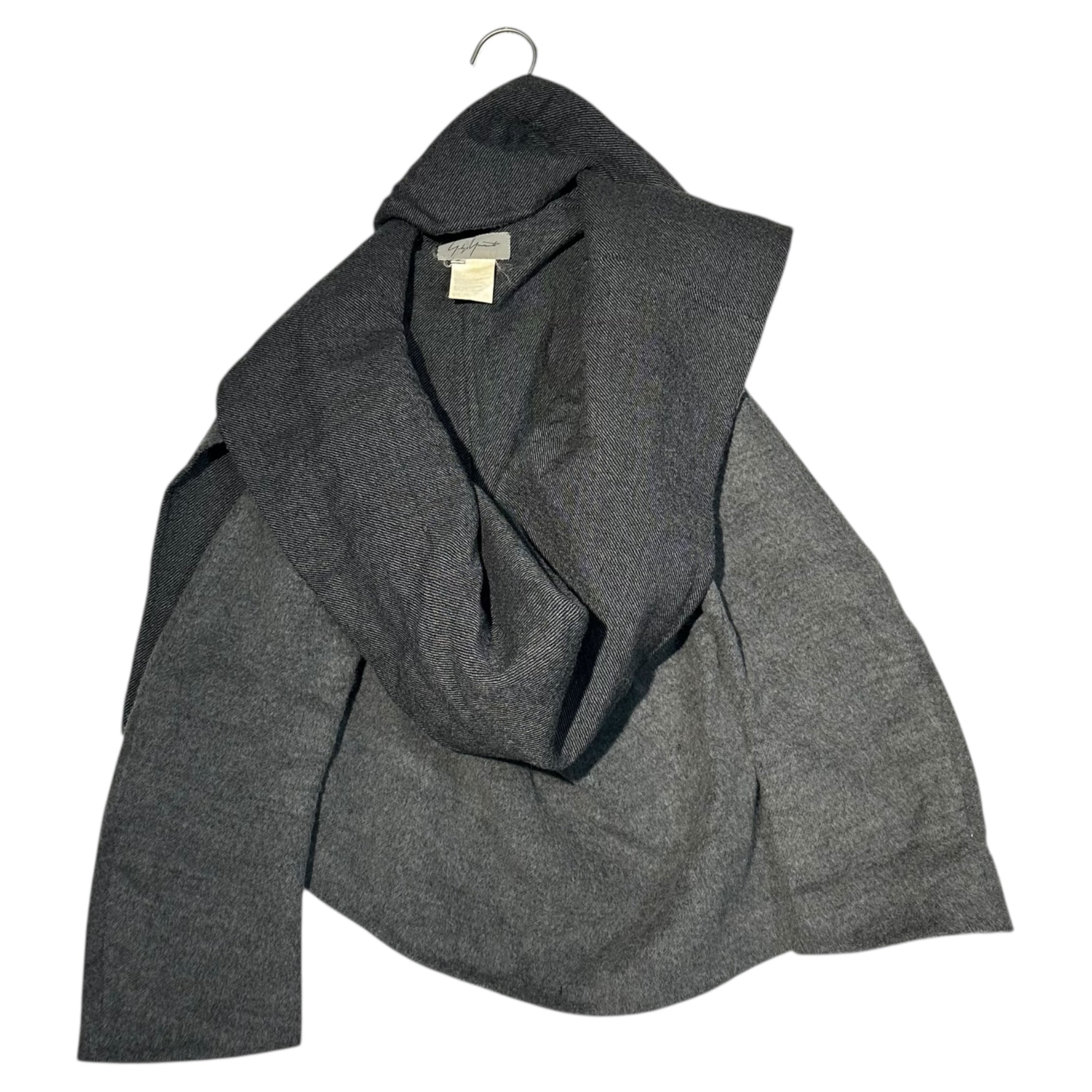 YOHJI YAMAMOTO(ヨウジヤマモト) 90's Long-sleeved wool pullover with scarf  90年代 マフラー付 長袖 ウール プルオーバー  FI-J31-109 S グレー