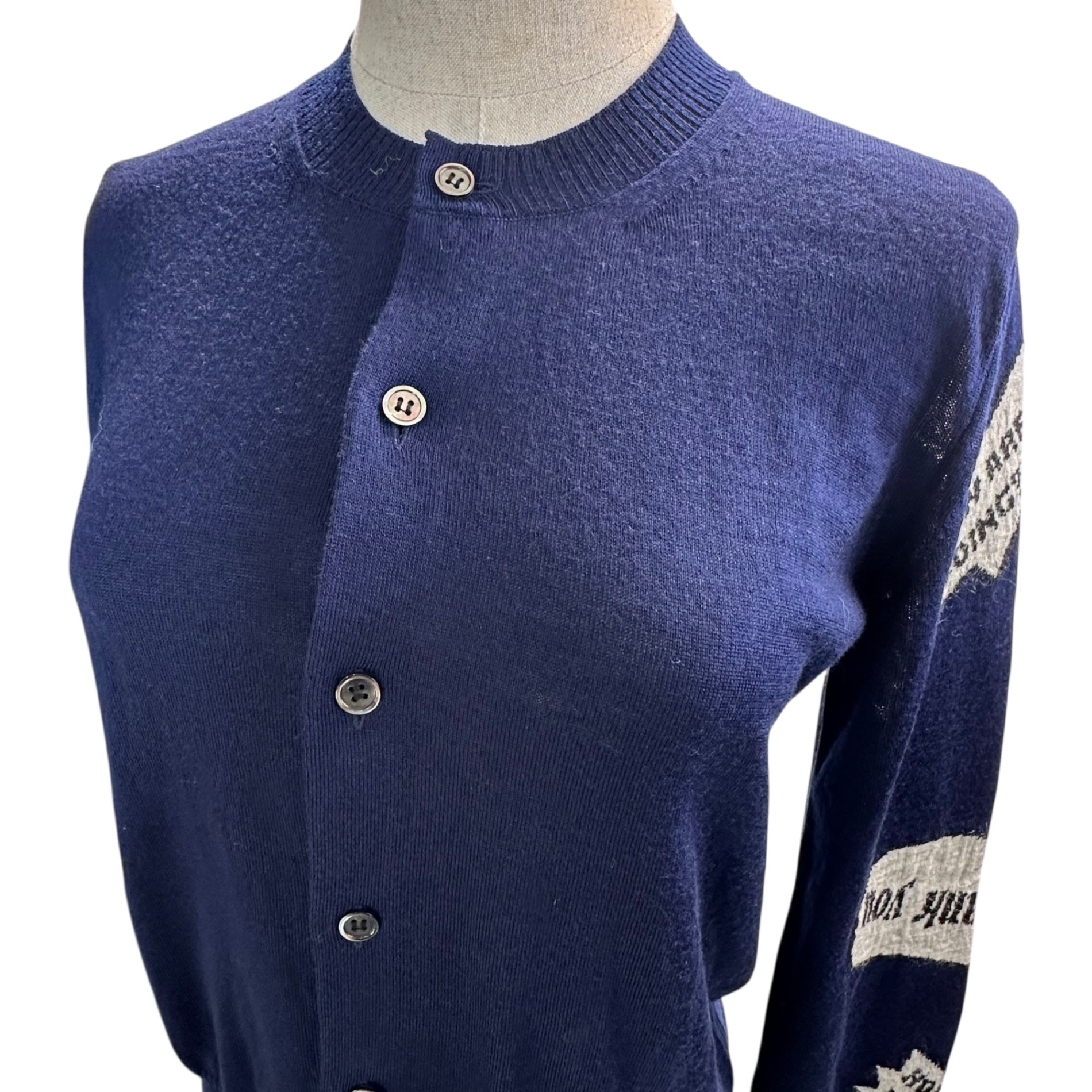 tricot COMME des GARCONS(トリココムデギャルソン) 15AW Speech Bubble Design Mohair-Blend Wool Button Cardigan 吹き出し セリフ デザイン モヘア混 ウール ボタン カーディガン TP-N207 FREE ネイビー AD2015