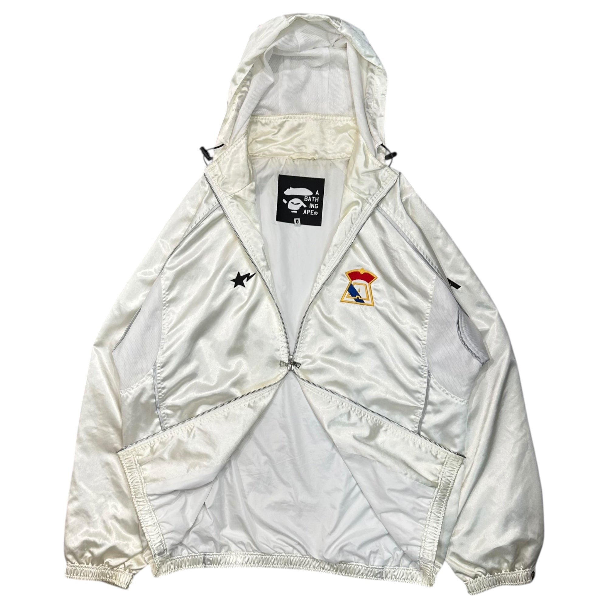 A BATHING APE(アベイシングエイプ) 00's A logo nylon hoodie ロゴ ナイロン パーカー M ホワイト