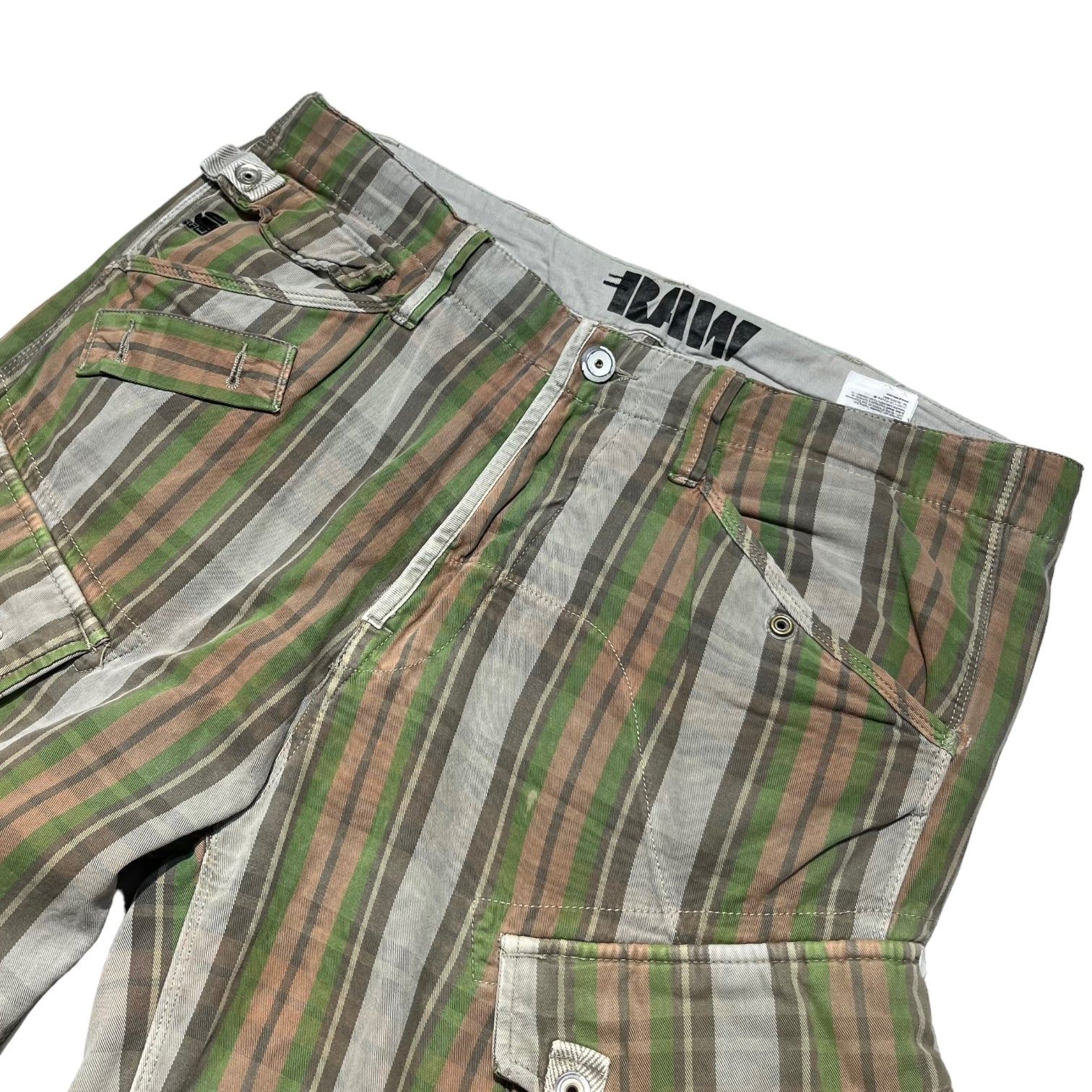 G-STAR(ジースター) Multi-border wide cargo shorts マルチボーダー ワイド カーゴショーツ 34 カーキ