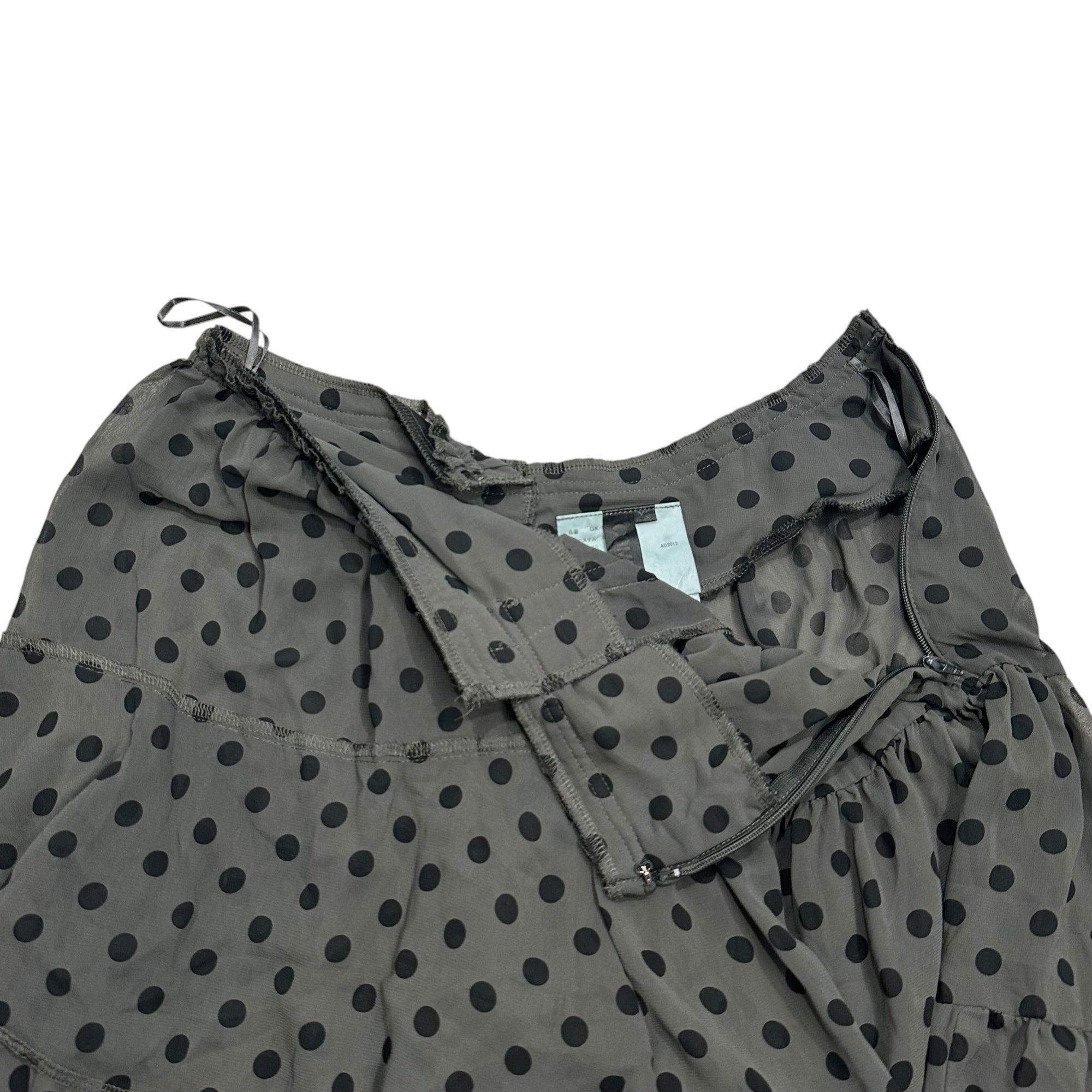 COMME des GARCONS(コムデギャルソン) 2013SS Polka-Dot Sheer Tiered Skirt ドット シースルー ティアード スカート GK-S043 XS グレー×ブラック AD2012
