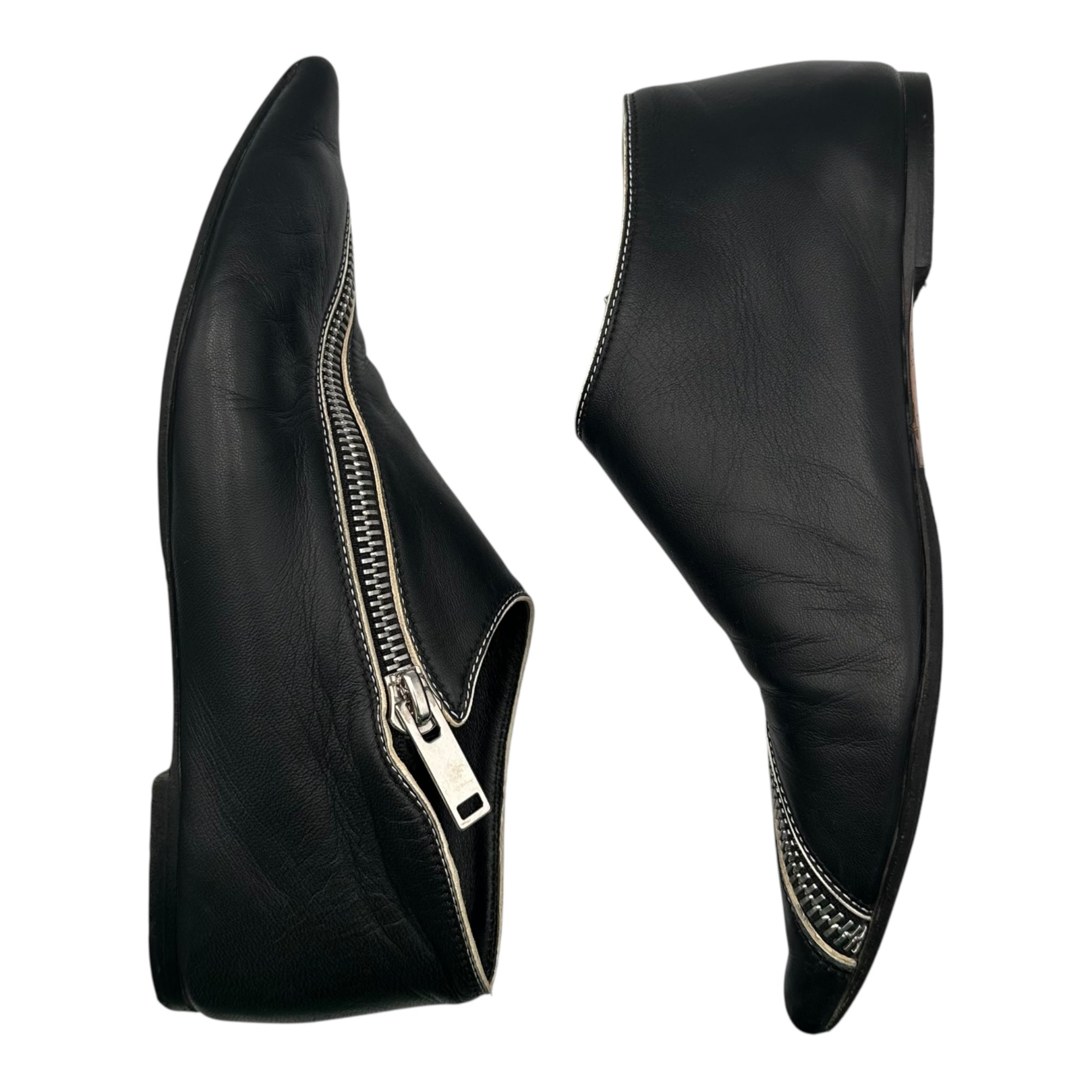 CELINE(セリーヌ) Phobe Philo Seasonal Diagonal Zip Pointed Toe Leather Shoes フィービー期 斜め ジップ ポインテッド トゥ レザー シューズ 表記消(23.5cm程度) ブラック
