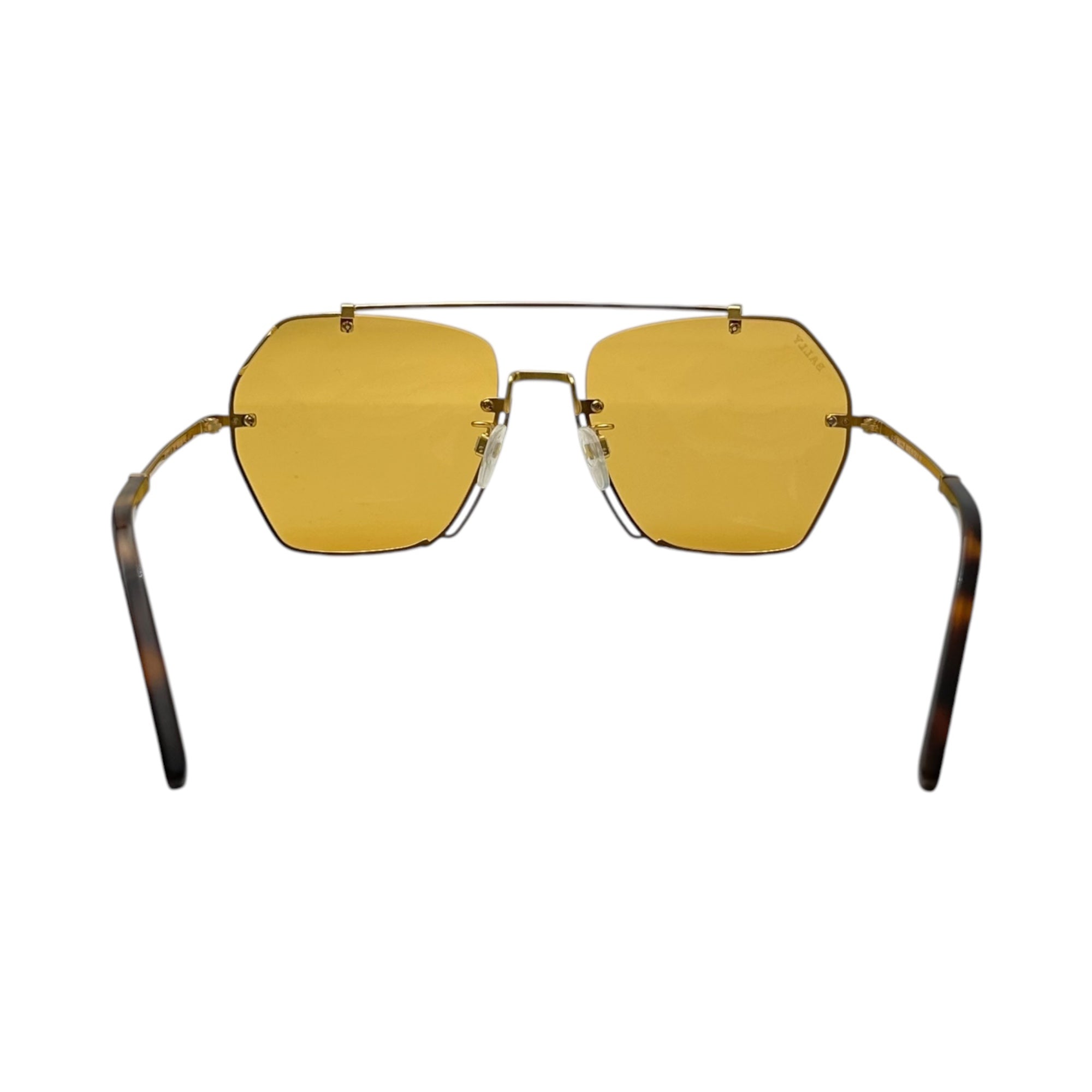 BALLY(バリー) Gold Hexagonal Full rim Sunglasses ヘキサゴナル フルリム サングラス ダブルブリッジ BY0011-H 57□19-145 ゴールド×ブラウン 眼鏡 メガネ