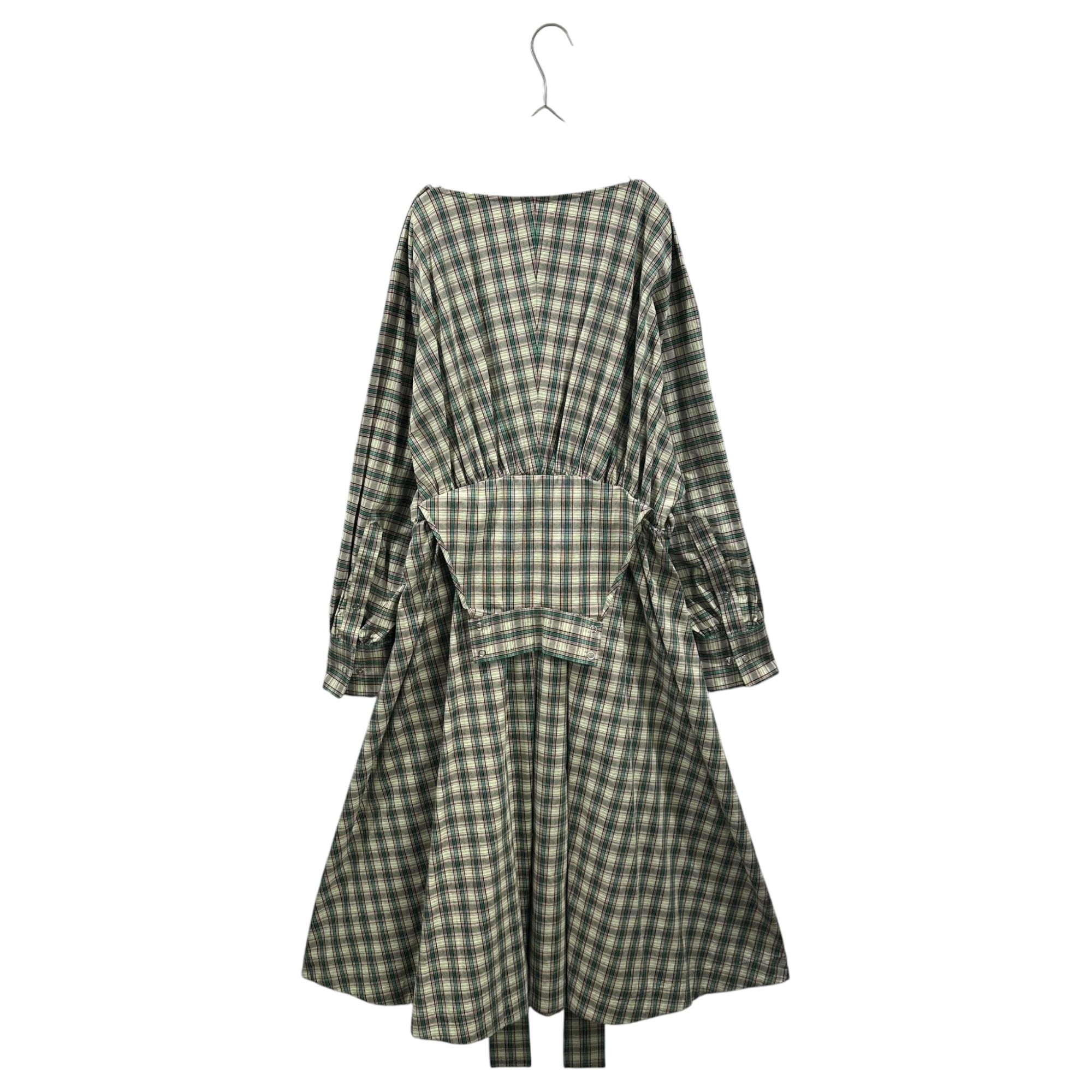 beautiful people(ビューティフルピープル) 2021AW double-end tartan ox dolman sleeve dress ダブル エンド タータン チェック オックス ドルマンスリーブ ワンピース 1145104001 36(S) イエロー×グリーン×ピンク 参考定価75,900円(税込)