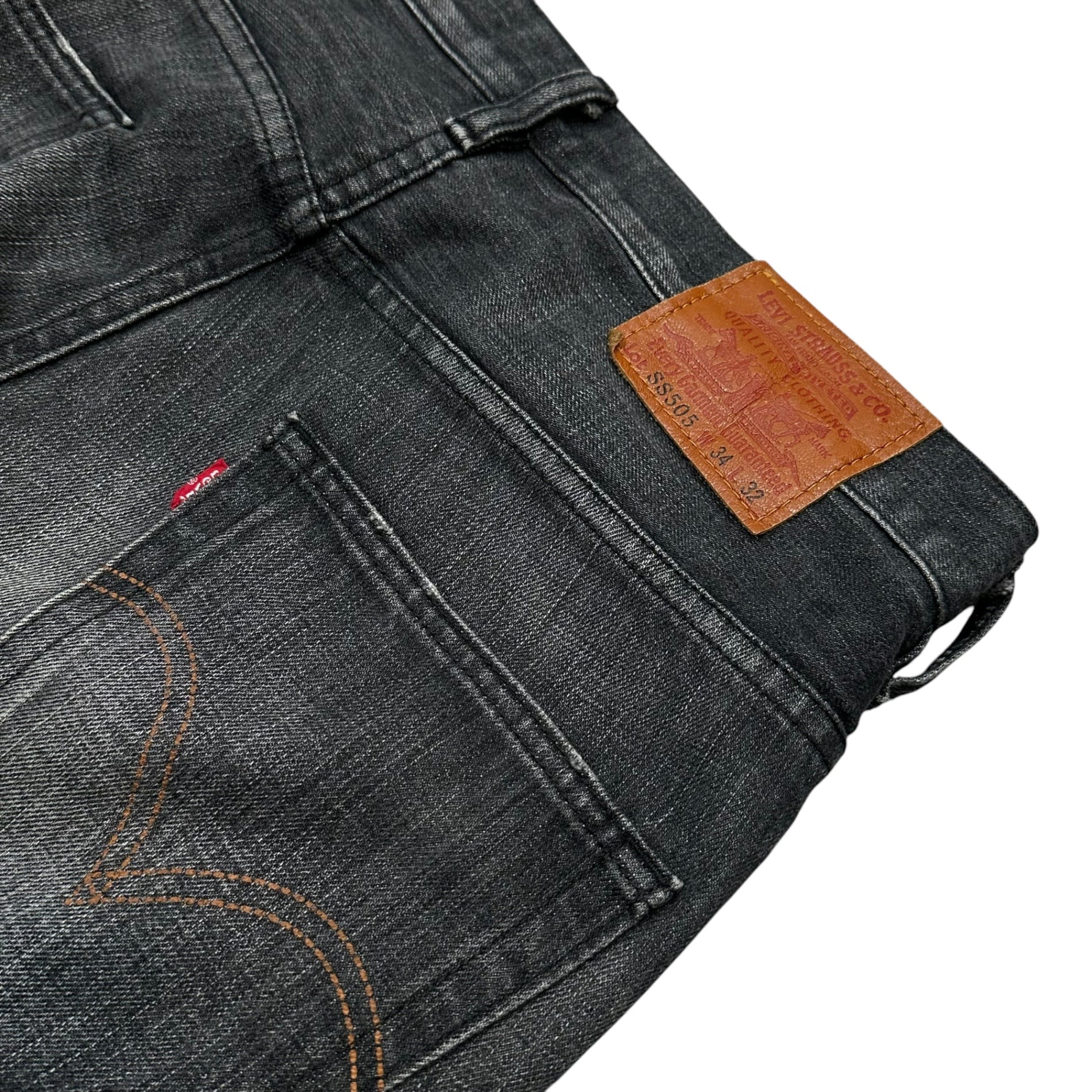 STUSSY×Levi's(ステューシー×リーバイス) SS505 Stussy Special 30周年限定 リペア加工 ブラック デニム パンツ SS505-0004 34 ブラック ダメージ加工