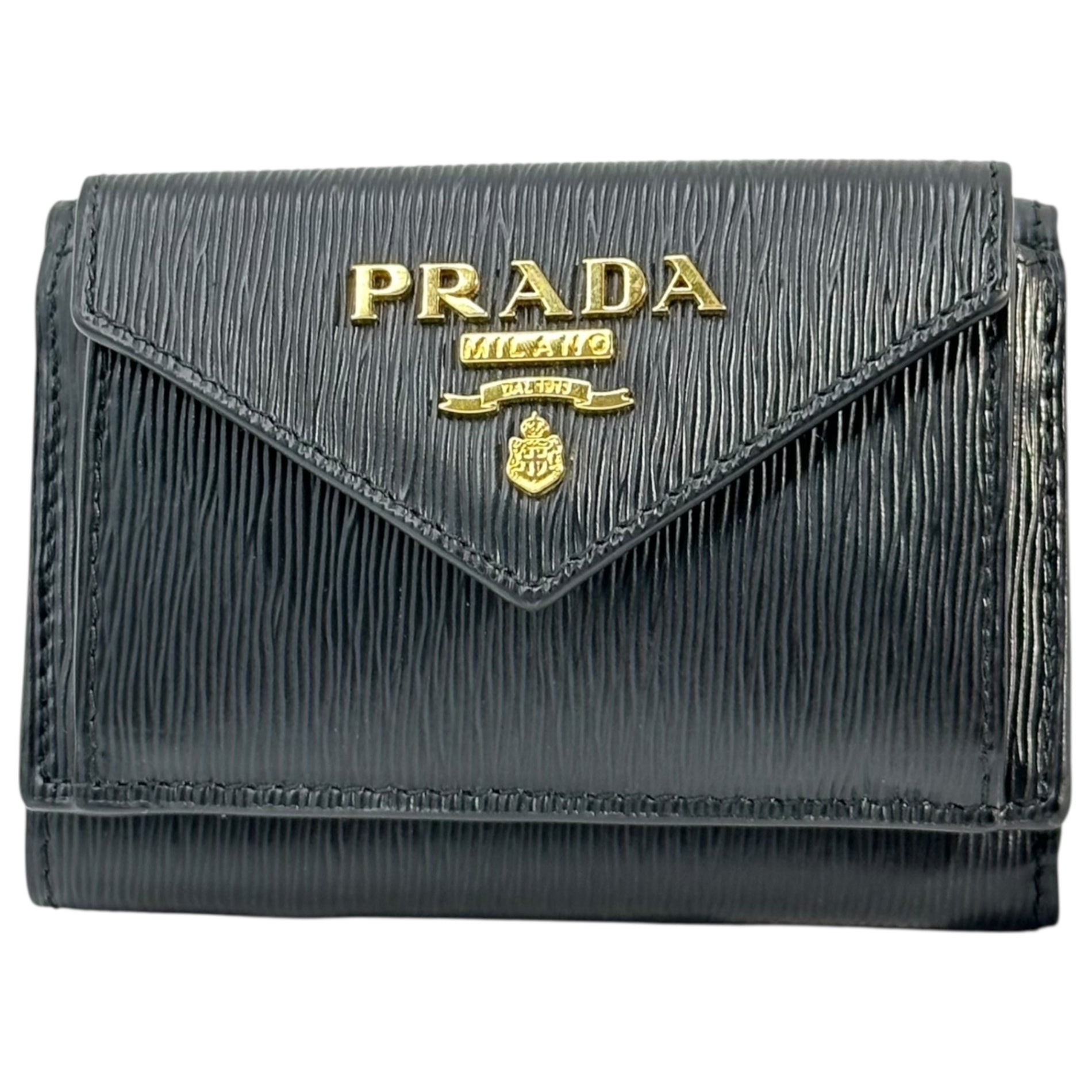 PRADA(プラダ) VITELLO MOVE tri-fold wallet ヴィッテロ ムーブ 三つ折り コンパクト 財布 ウォレット 1MH021 ブラック