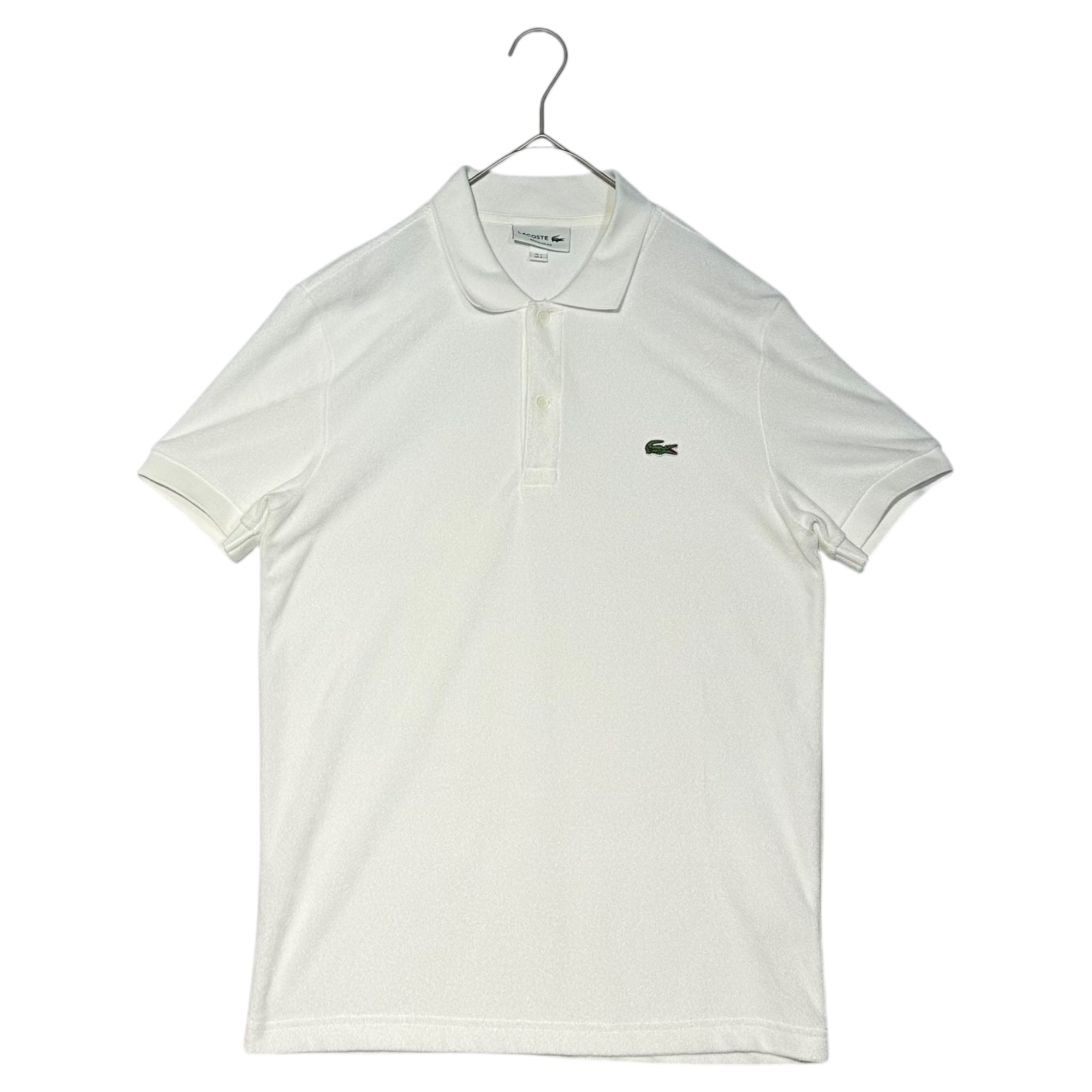 LACOSTE(ラコステ) Cotton Fleece Blend Regular Fit Polo Shirt コットン フリース ブレンド レギュラー フィット ポロシャツ PH5474 US S(JP M程度) ホワイト パイル 生地
