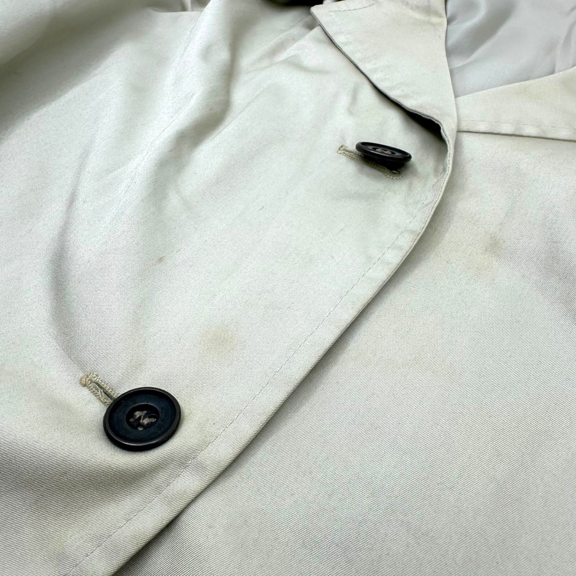 Euro vintage(ヨーロッパヴィンテージ) 70's~ trench over coat トレンチオーバーコート 42(L~XL程度) ペールグリーン / 色褪せ・小シミ有