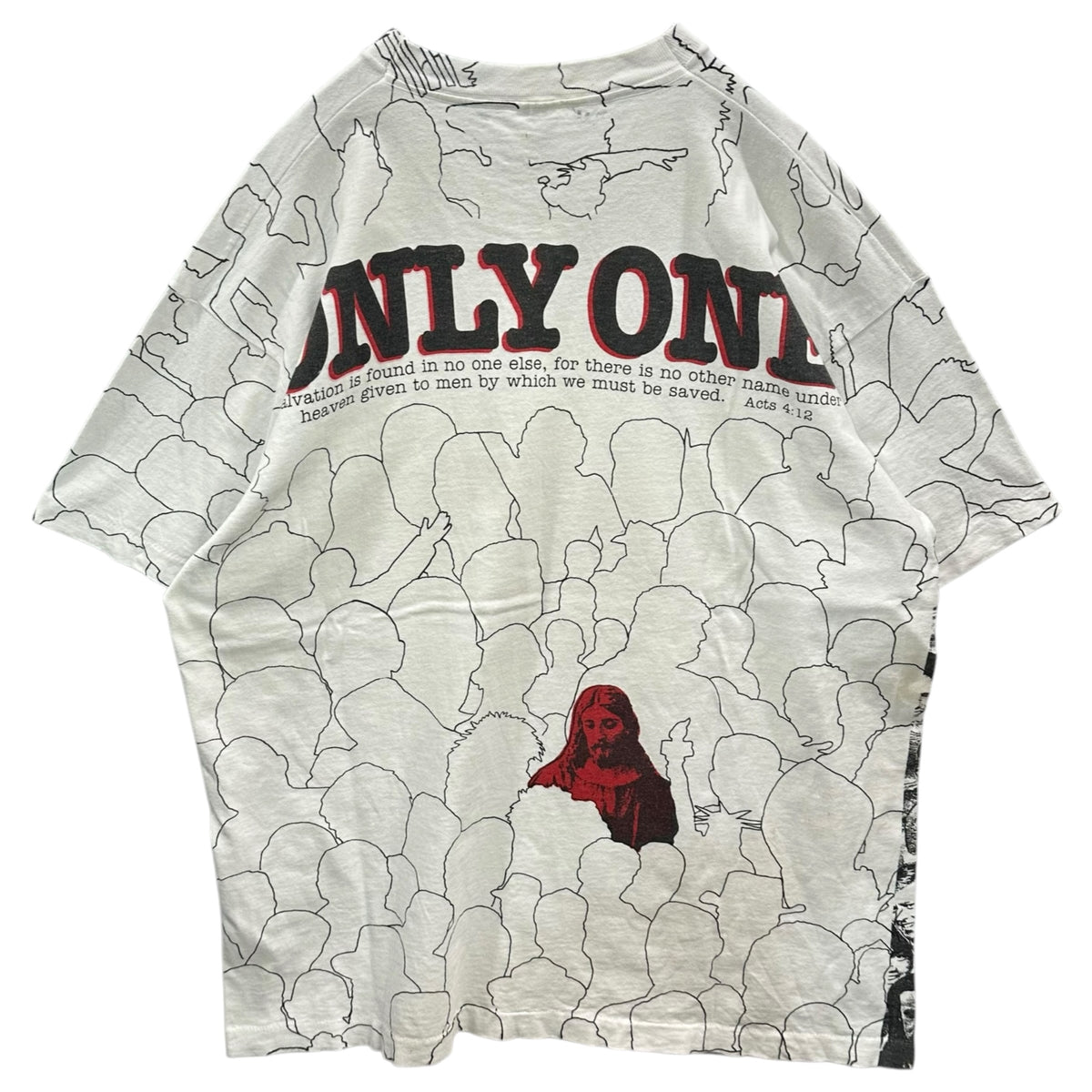 VINTAGE(ヴィンテージ) 1990's "Save Your Soul" Historical Figure Print T-Shirt "Save Your Soul" 偉人 プリント Tシャツ XL ホワイト×ブラック 90s フルーツボディ