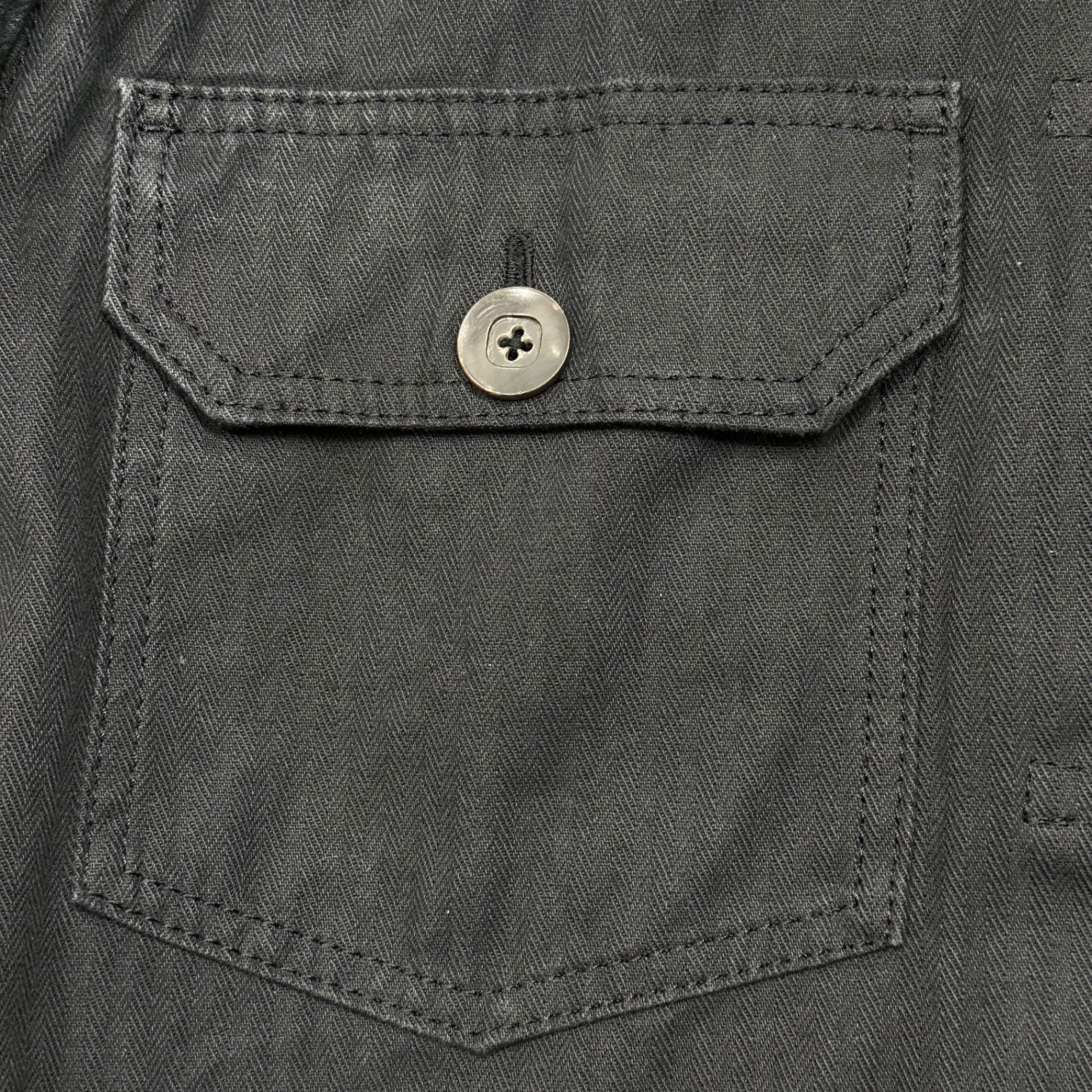 REMAKE(個人製作品) Vintage Herringbone Fabric 2nd Type JKT ヴィンテージヘリンボーン生地 セカンド トラッカー ジャケット 表記無(XL程度) ブラック ユーロ生地、ボタン、糸使用