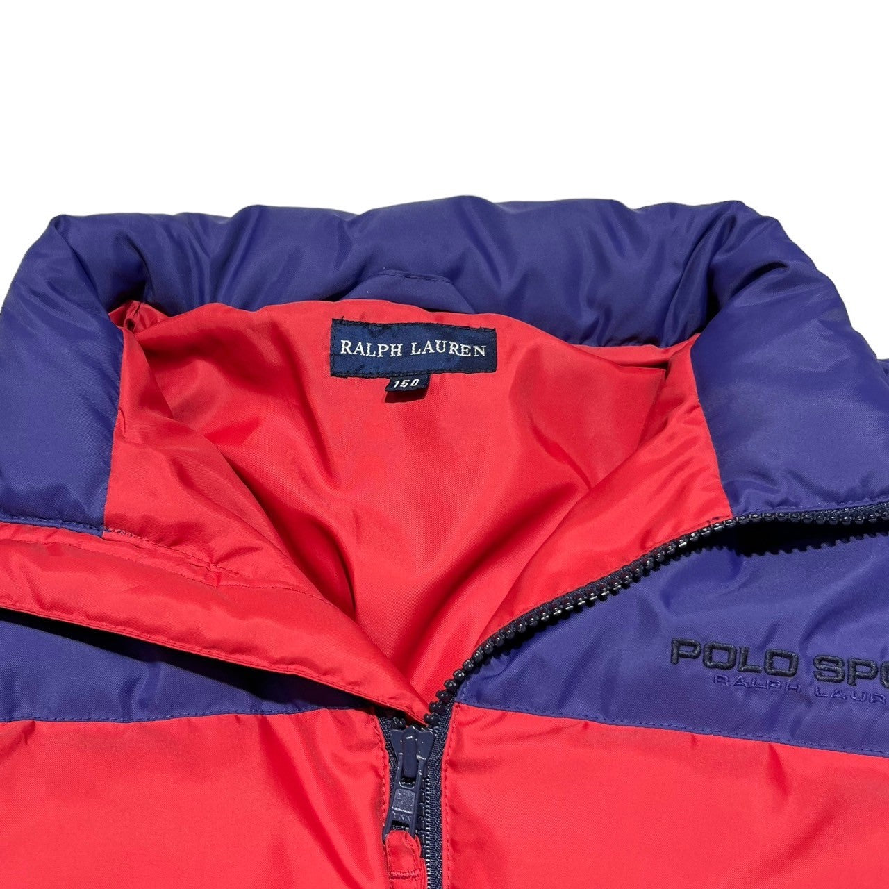 POLO SPORT(ポロスポーツ) 00's Bicolor nylon down jacket バイカラー ナイロン ダウン ジャケット 150(レディースS程度) レッド×ネイビー