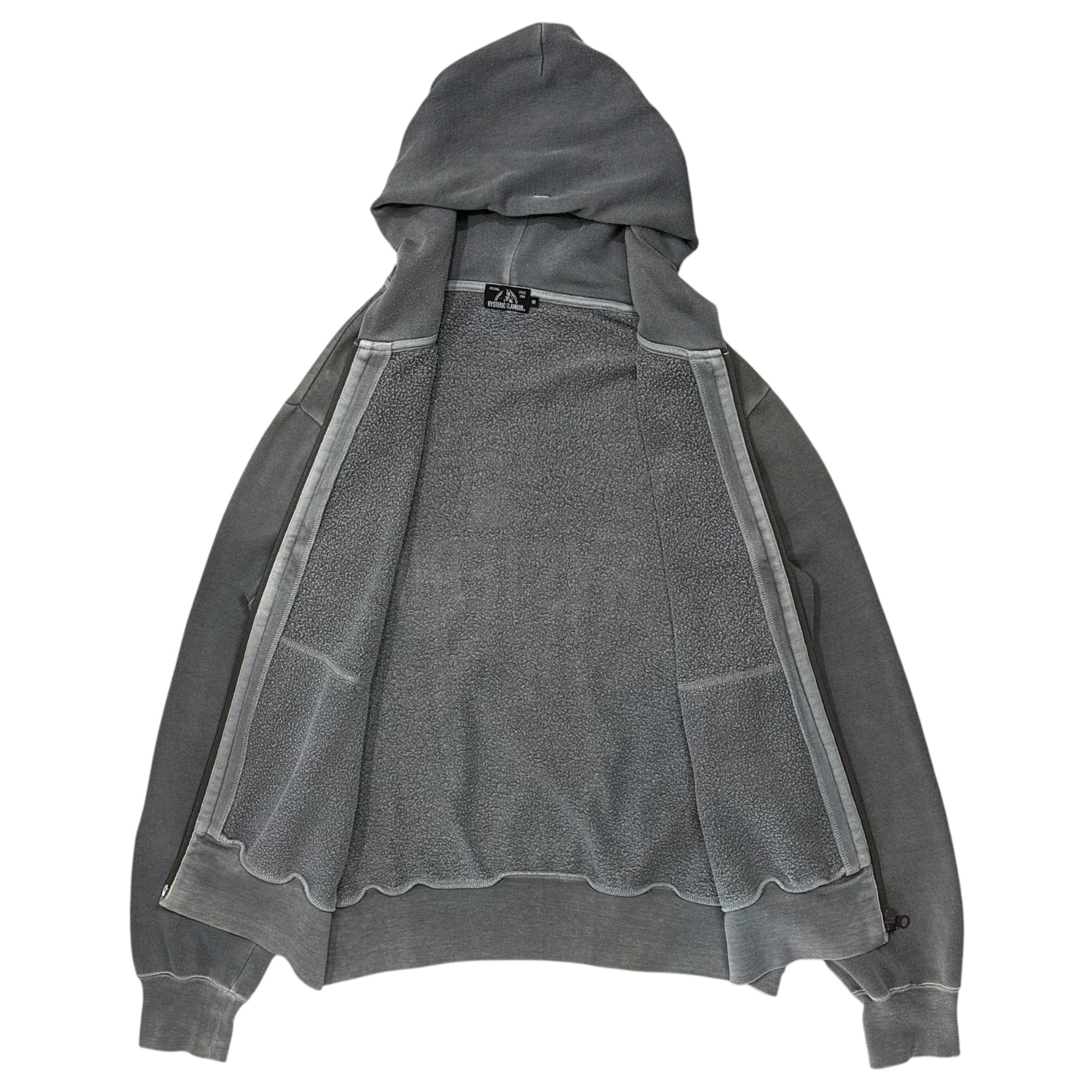 HYSTERIC GLAMOUR(ヒステリックグラマー) 19aw Logo print zip hoodie ロゴ プリント ジップ パーカー フーディ 02193CF06 M グレー×イエロー