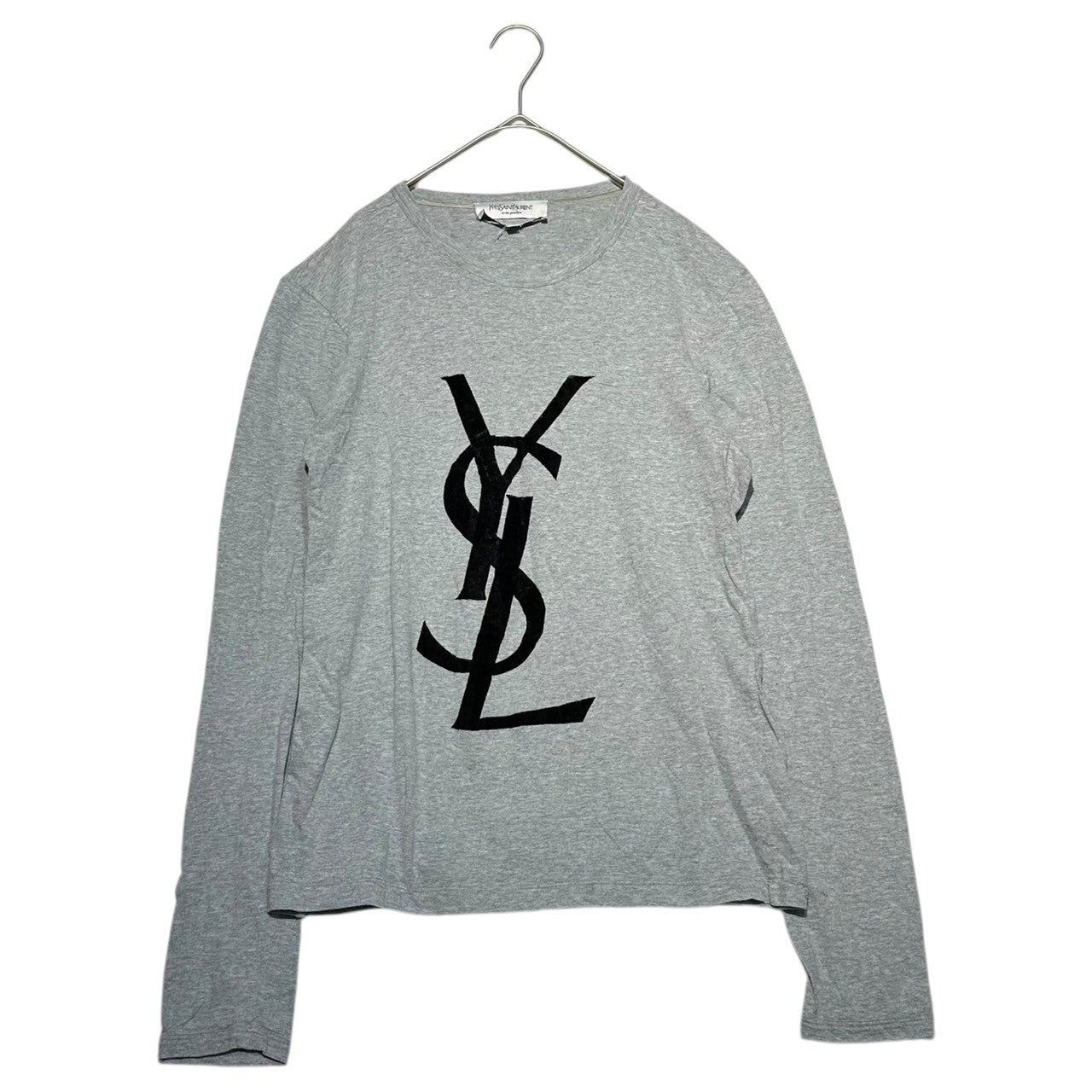 YVES SAINT LAURENT(イヴサンローラン) プリント ロング スリーブ Tシャツ ホワイト×ブラック