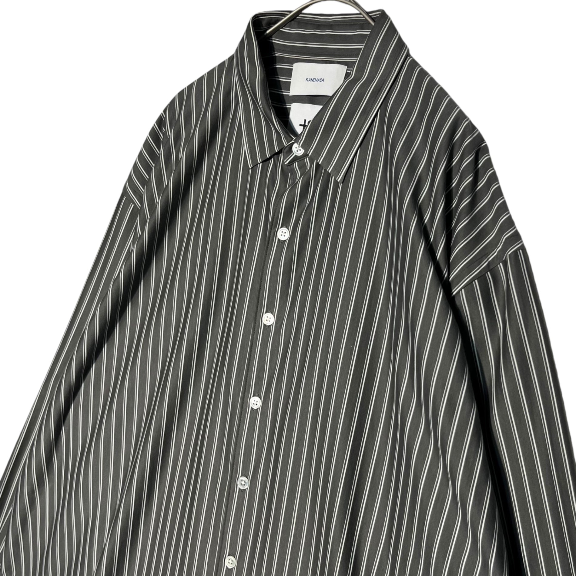 KANEMASA(カネマサ) 22AW +81別注 STRIPE ROYAL OX DRESS SHIRT ストライプ ロイヤル オックス ドレス  シャツ 22AW01 2(M程度) グレー 67546EOMA