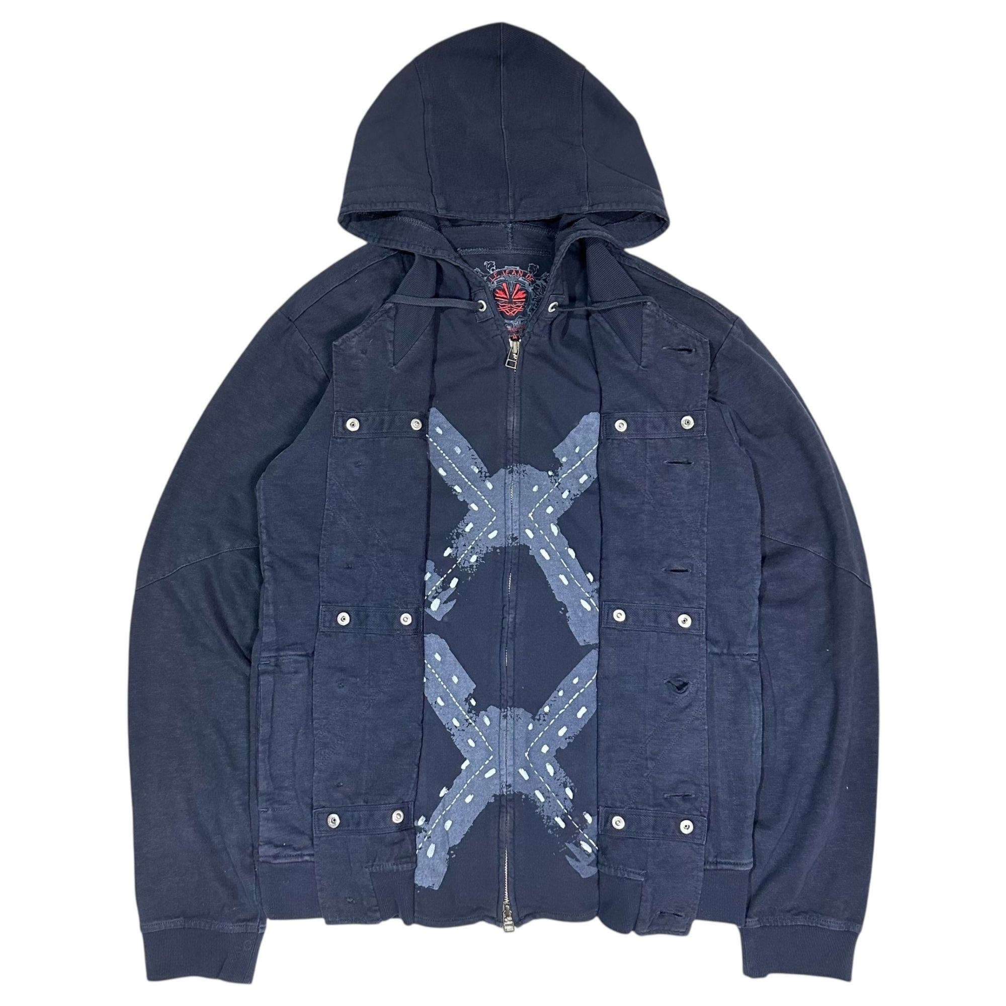 MARITHE FRANCOIS GIRBAUD(マリテフランソワジルボー) 00's Hooded Sweat Jacket フーデット スウェット ジャケット M5-6053 M ネイビー Y2K ジップ パーカー