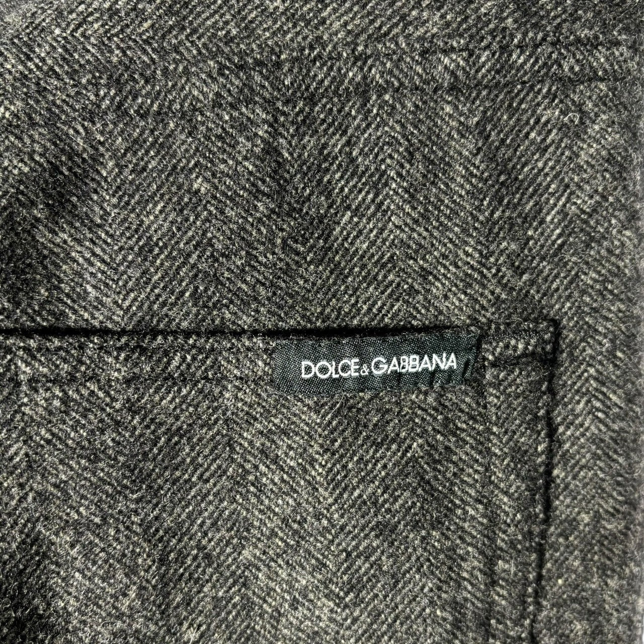 DOLCE&GABBANA(ドルチェ&ガッバーナドルガバ) Wool check herringbone switching painter trousers ウール チェック ヘリンボーン 切替 へインター スラックス パンツ G3AFTX FC2CR 表記無し(L程度) グレー