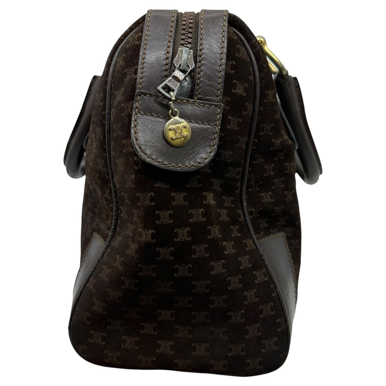 CELINE(セリーヌ) Macadam Pattern Suede Boston Bag マカダム柄 スウェード ボストン バッグ ブラック OLD オールド ヴィンテージ ミニ