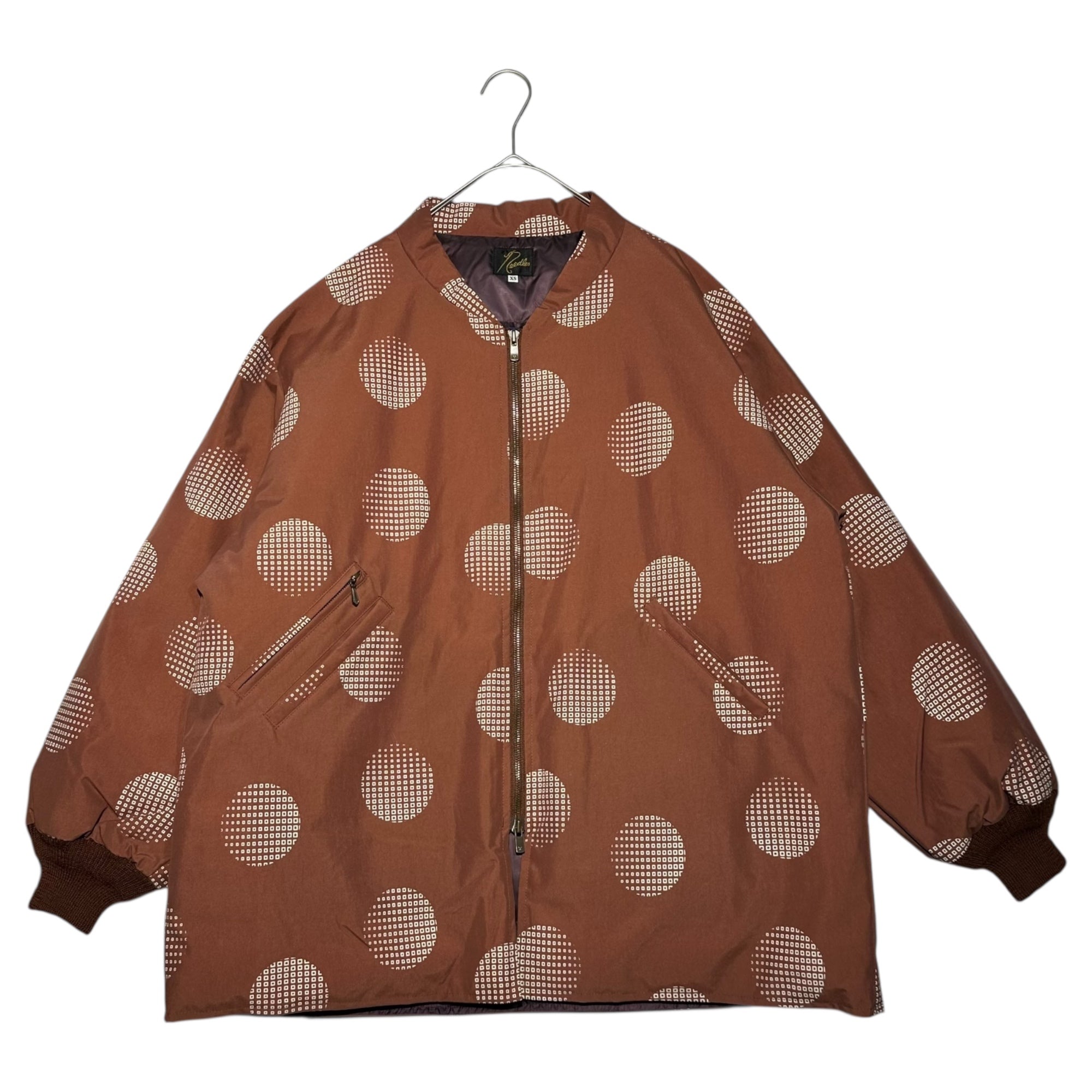 NEEDLES(ニードルズ) SUR COAT PRINTED NYLON ドット柄 ナイロン ダウン ブルゾン LQ143 XS ブラウン ジャケット