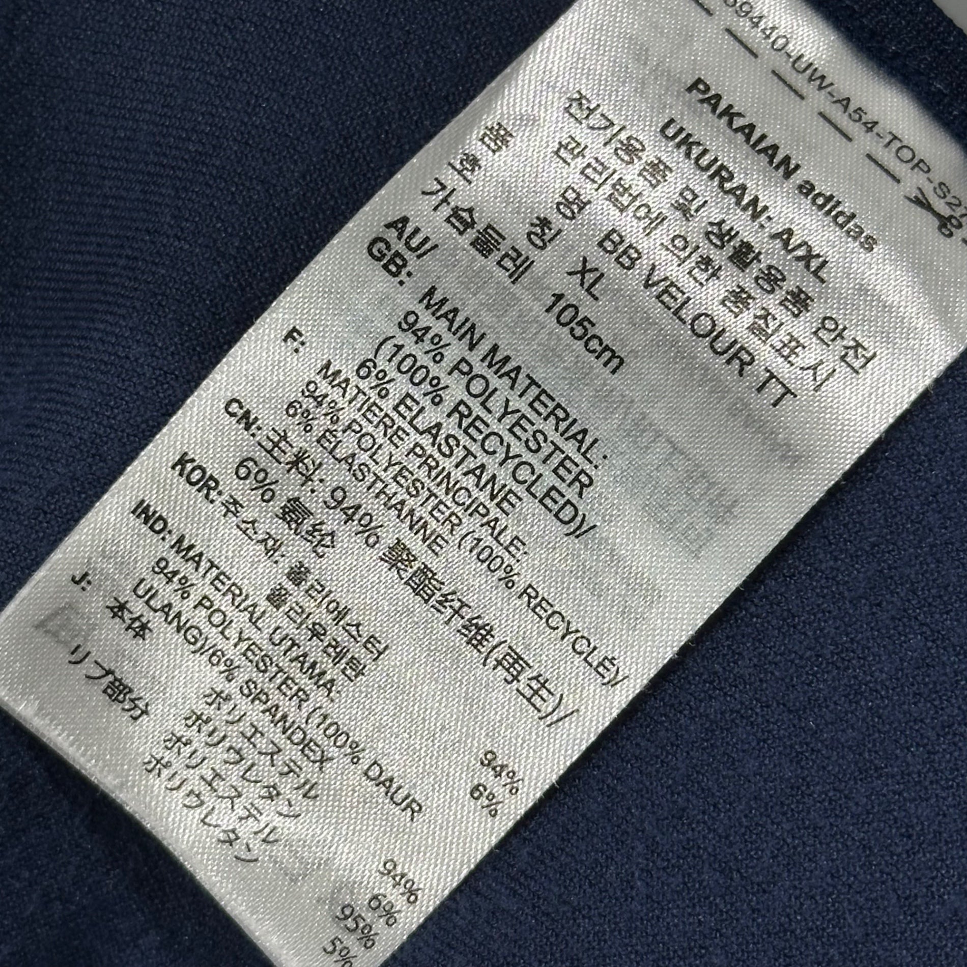 adidas(アディダス) CLASSIC VELOUR TRACKTOP NIGHT INDIGO クラシック ベロア トラック トップ JM2269 XL ネイビー ジャケット