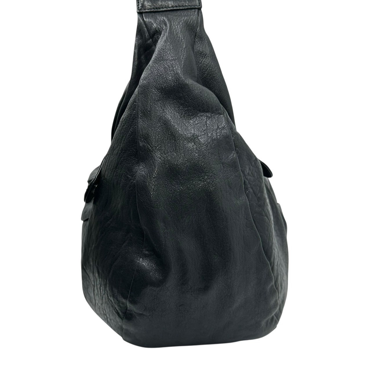Y's×MANDARINA(ワイズ×マンダリナ) Lamb leather gimmick shoulder bag ラムレザー ギミック ショルダー バッグ ブラック コラボ 斜め掛け