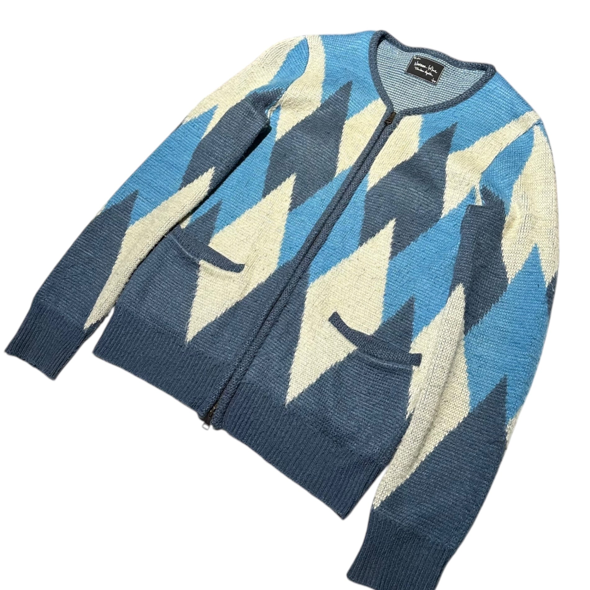 NUMBER (N)INE(ナンバーナイン) 08AW Portland Period Argyle Knit Cardigan ポートランド期 アーカイブ アーガイル ニット カーディガン F08-NK002 2(S) ブルー×グレー 宮下貴裕 本人気