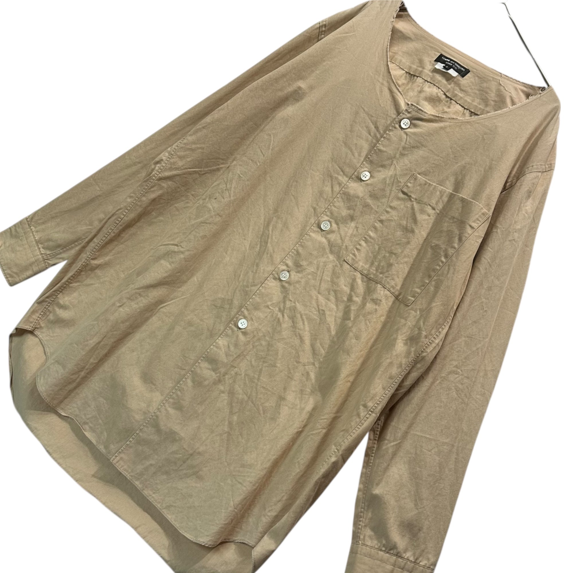 COMME des GARCONS HOMME PLUS(コムデギャルソンオムプリュス) 13AW Cotton Collarless L/S Shirt コットン ノーカラー 長袖 シャツ PL-B036 S ベージュ AD2013 ツリーオブユース The Tree of Youth期