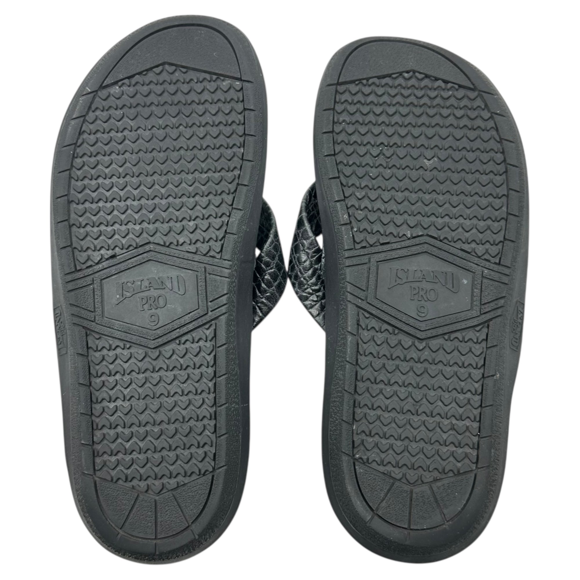 NEIGHBORHOOD×ISLAND SLIPPER(ネイバーフッド×アイランドスリッパ) 23SS NH X ISLAND SLIPPER.LEATHER SANDAL レザー サンダル 231GSISN-FW01 27cm ブラック コラボ