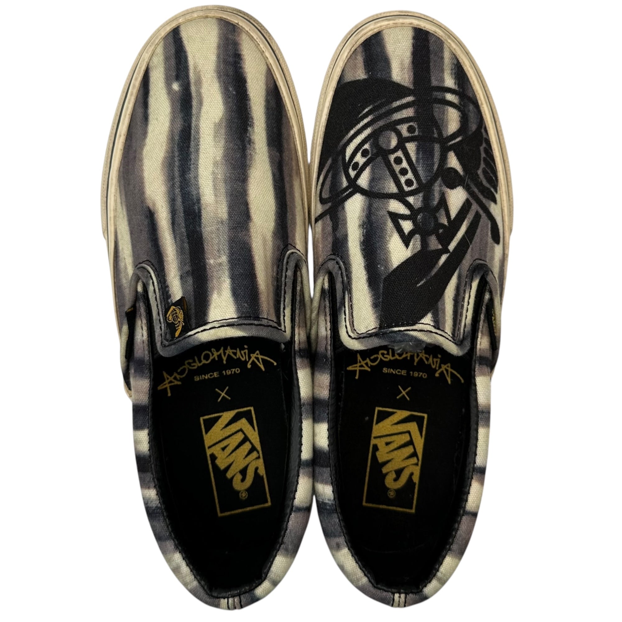 Vivienne Westwood ANGLOMANIA×VANS(ヴィヴィアンウエストウッドアングロマニア×バンズ) Anarchy Stripe Orb Logo Slip-on Shoes アナーキー ストライプ オーブロゴ スリッポン V98VIVIENNE 24cm ブラック×ホワイト