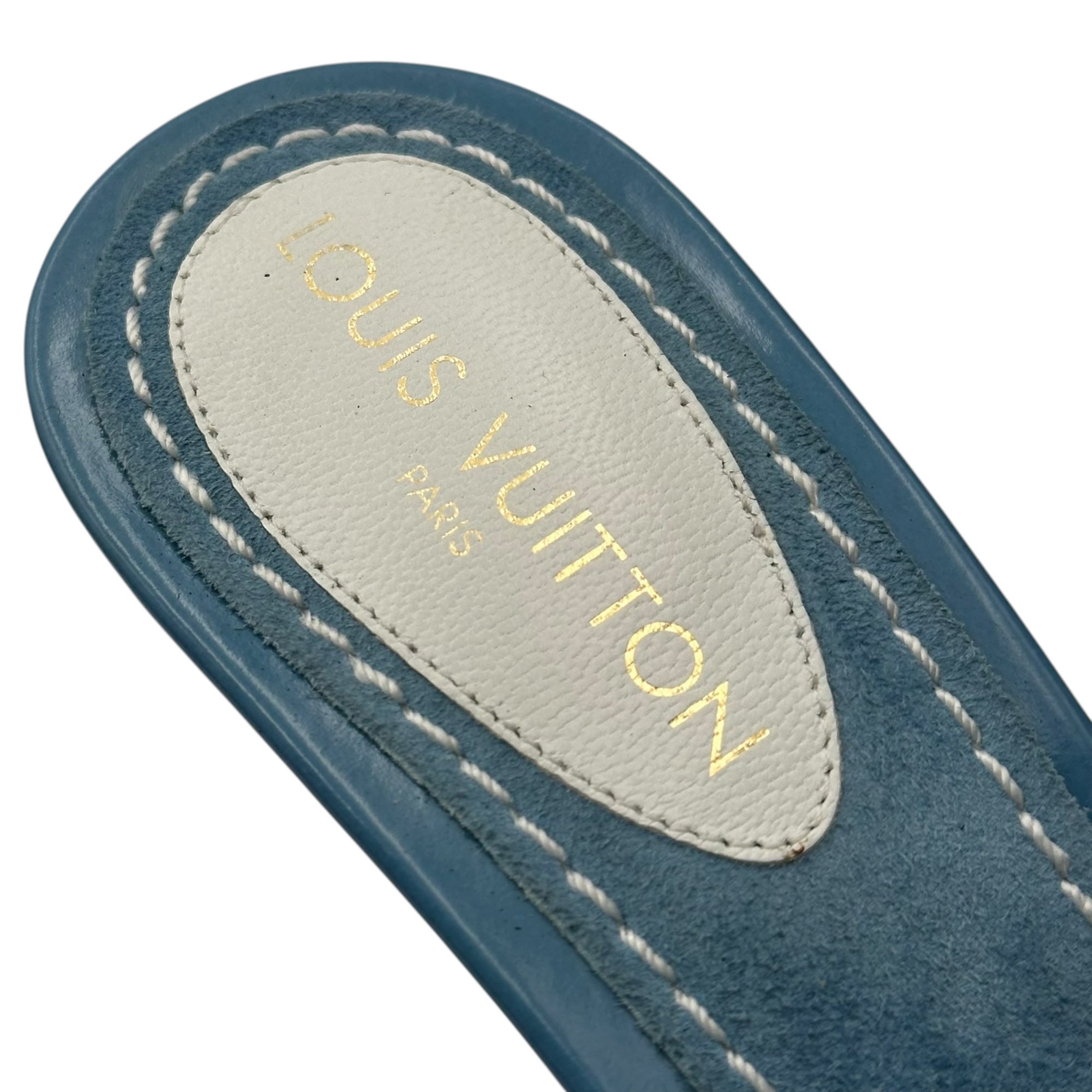 LOUIS VUITTON(ルイヴィトン) Vernis Ribbon Mules ヴェルニ リボン ミュール 35(22.5cm程度) スカイブルー RO0104 サンダル