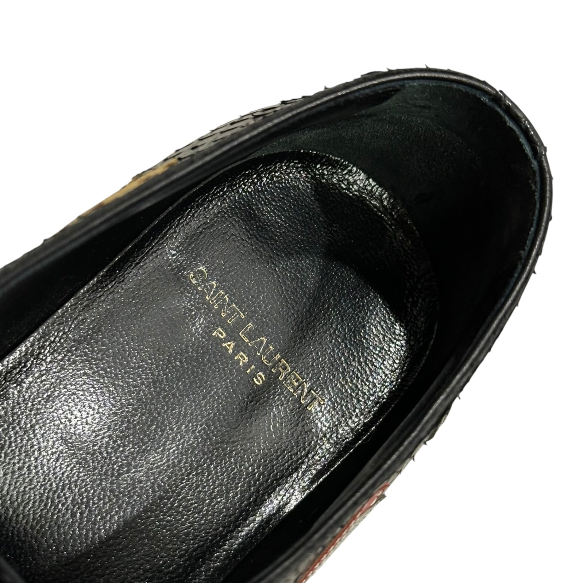 SAINT LAURENT PARIS(サンローランパリ) 2016AW By Hedi Slimane Python Patch Leather Dress Shoes パイソン 音符 パッチ レザー オックスフォード シューズ 485152 43(約27.5cm〜28.0cm) ブラック エディ期 ダービー