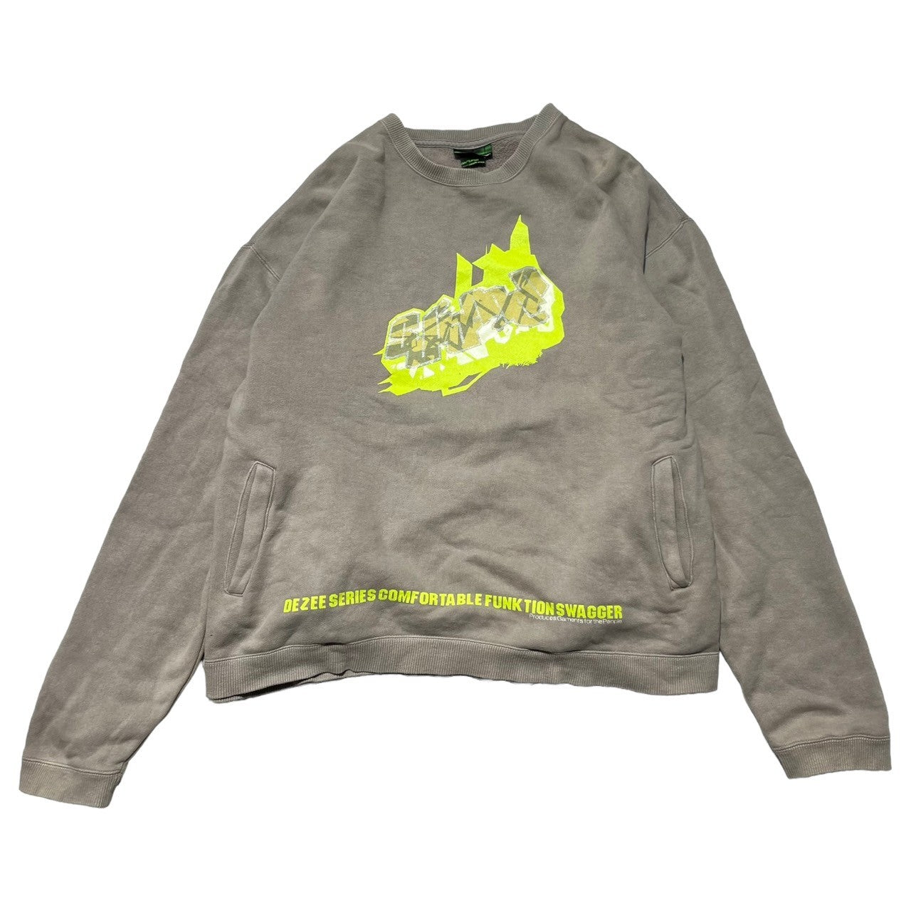 SWAGGER(スワッガー) 00's side pocket sweatshirt pullover サイドポケット スウェット プルオーバー 初期 稀少アイテム L グレージュ×イエロー