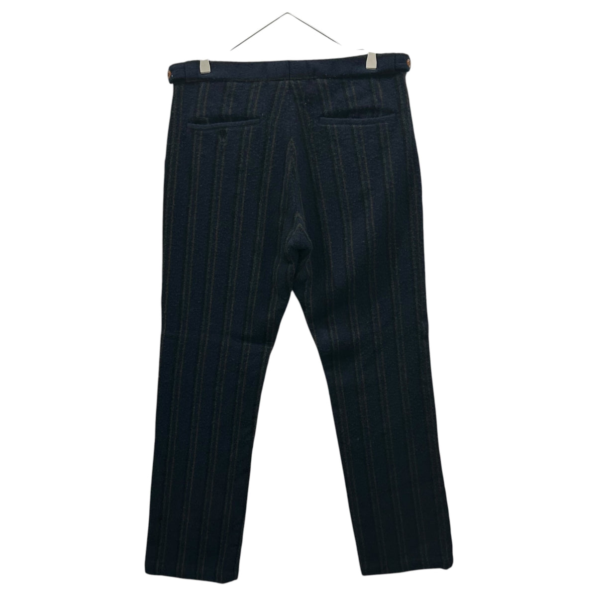 COMME des GARCONS HOMME PLUS(コムデギャルソンオムプリュス) 2002AW Wool-Nylon Full-Milled Striped Tapered Slacks ウール ナイロン 縮絨 ストライプ テーパード スラックス PG-P062 M ネイビー×ブラウン×ブラウン AD2002 00s アーカイブ 四つの黒期