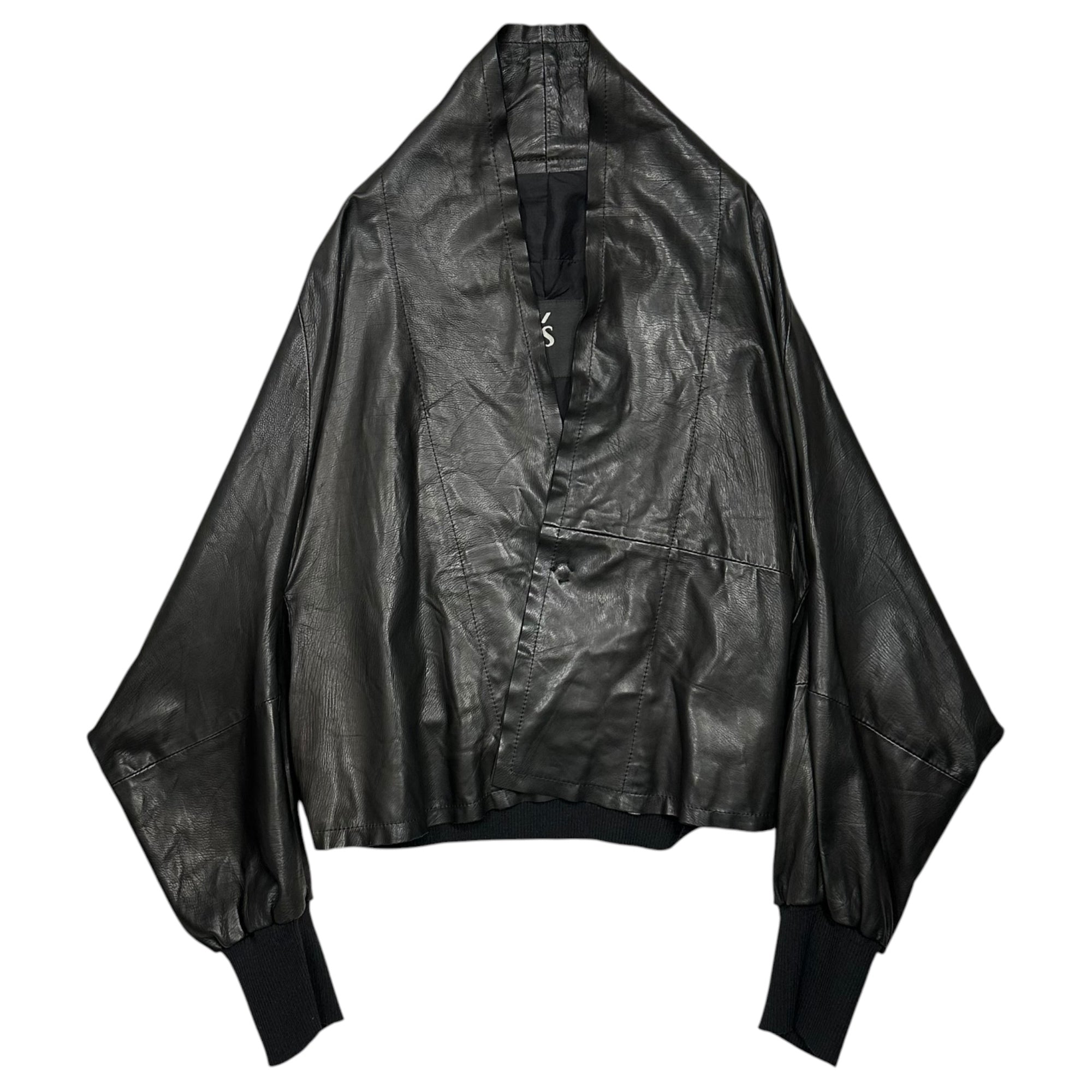 Y's(ワイズ) “Haori” Dolman-Sleeve Cowhide Leather Jacket 「羽織」 ドルマン スリーブ カウレザー ジャケット YW-J33-710 1(S程度) ブラック 男性着用可能