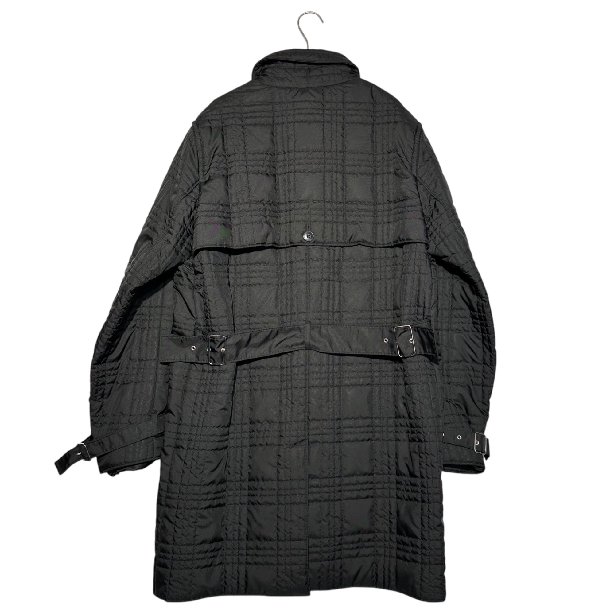 miumiu(ミュウミュウ) 00's Archive Nylon Quilted Stencil Collar Coat アーカイブ ナイロン チェック キルティング ステンカラー コート L ブラック ジャケット Y2K