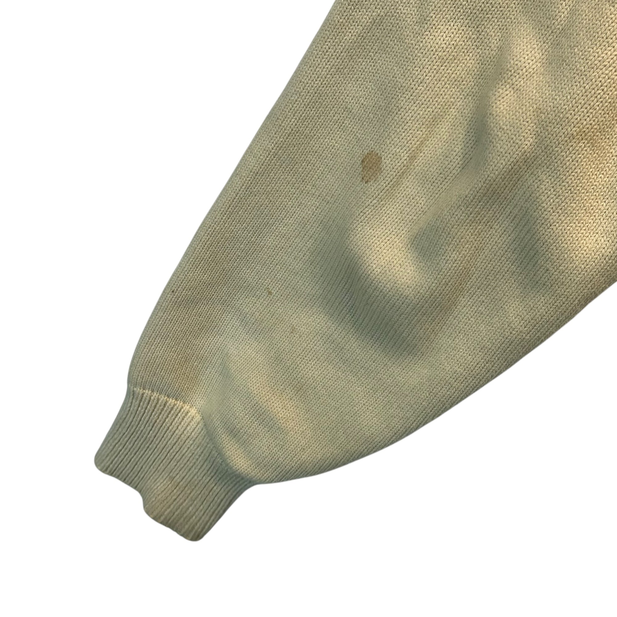 STUSSY(ステューシー) 22AW Care Label Sweater ケア ラベル セーター S グリーン×ホワイト クルーネック ロゴ ニット コットン