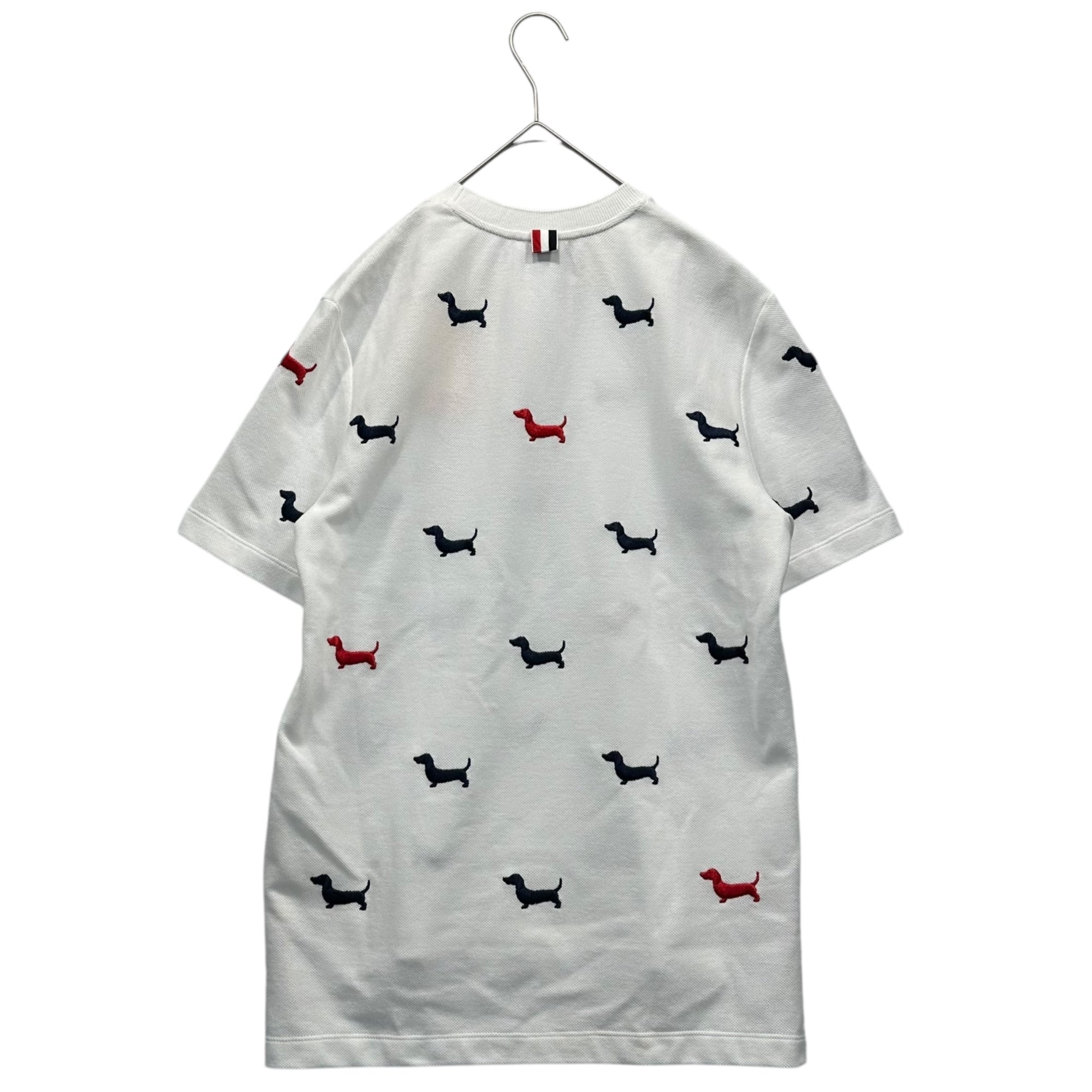 THOM BROWNE(トムブラウン) Dog Stitch Tricolor Crew Neck T-Shirt ドッグ ステッチ トリコロールカラー クルーネック Tシャツ ヘクター 犬 MJS284E-0050 0(XS程度) ホワイト×ネイビー×レッド