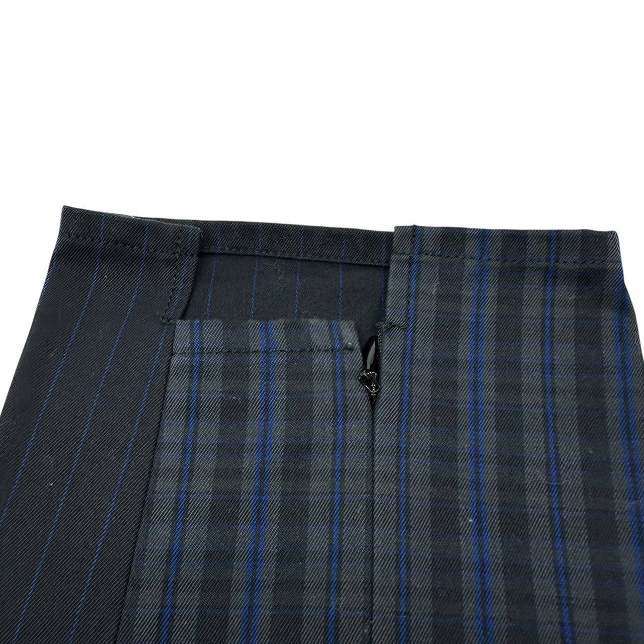 Jieda(ジエダ) SWITCHING TUCK SLACKS スイッチング タックス ラックス jie-19W-PT07-B 2 ブラック×ブルー テーパード チェック 裾ジップ パンツ