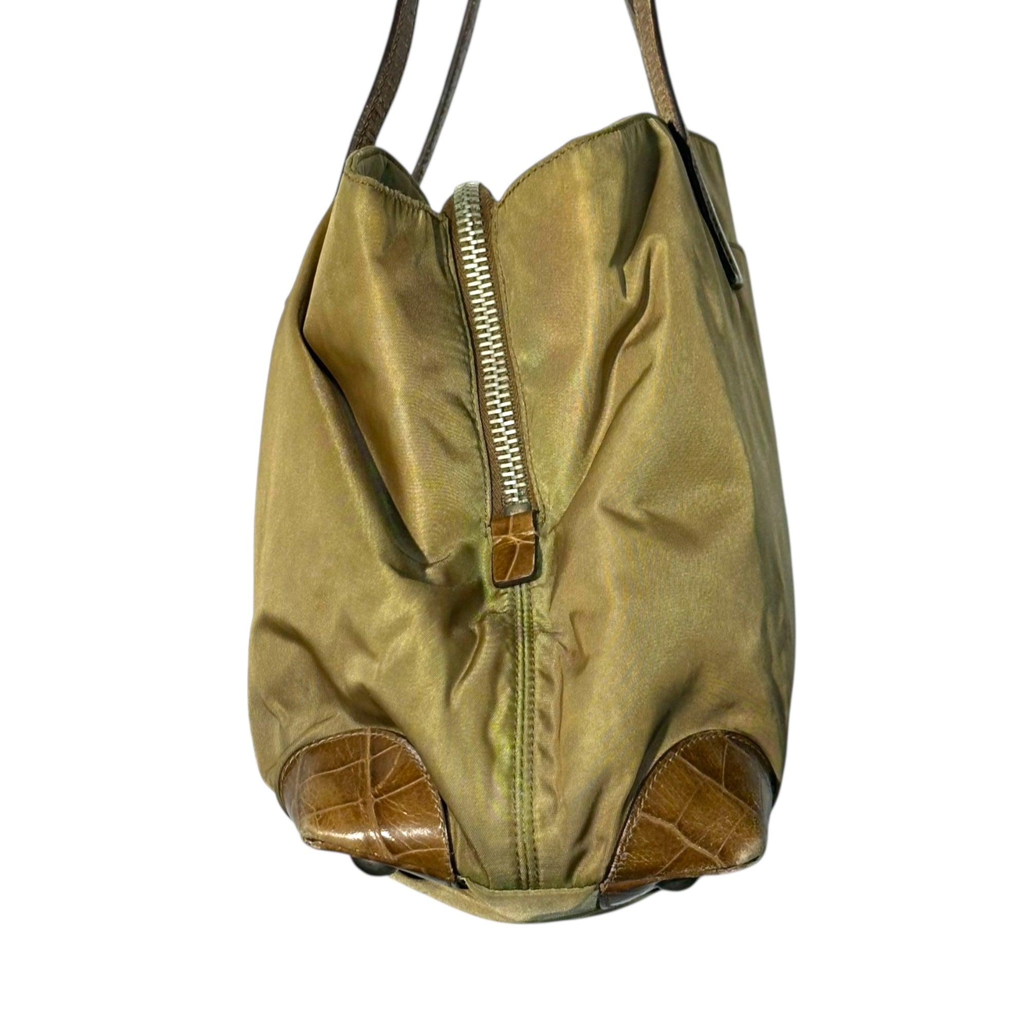 PRADA(プラダ) Crocodile Embossed Leather Nylon Tote Bag クロコ 型