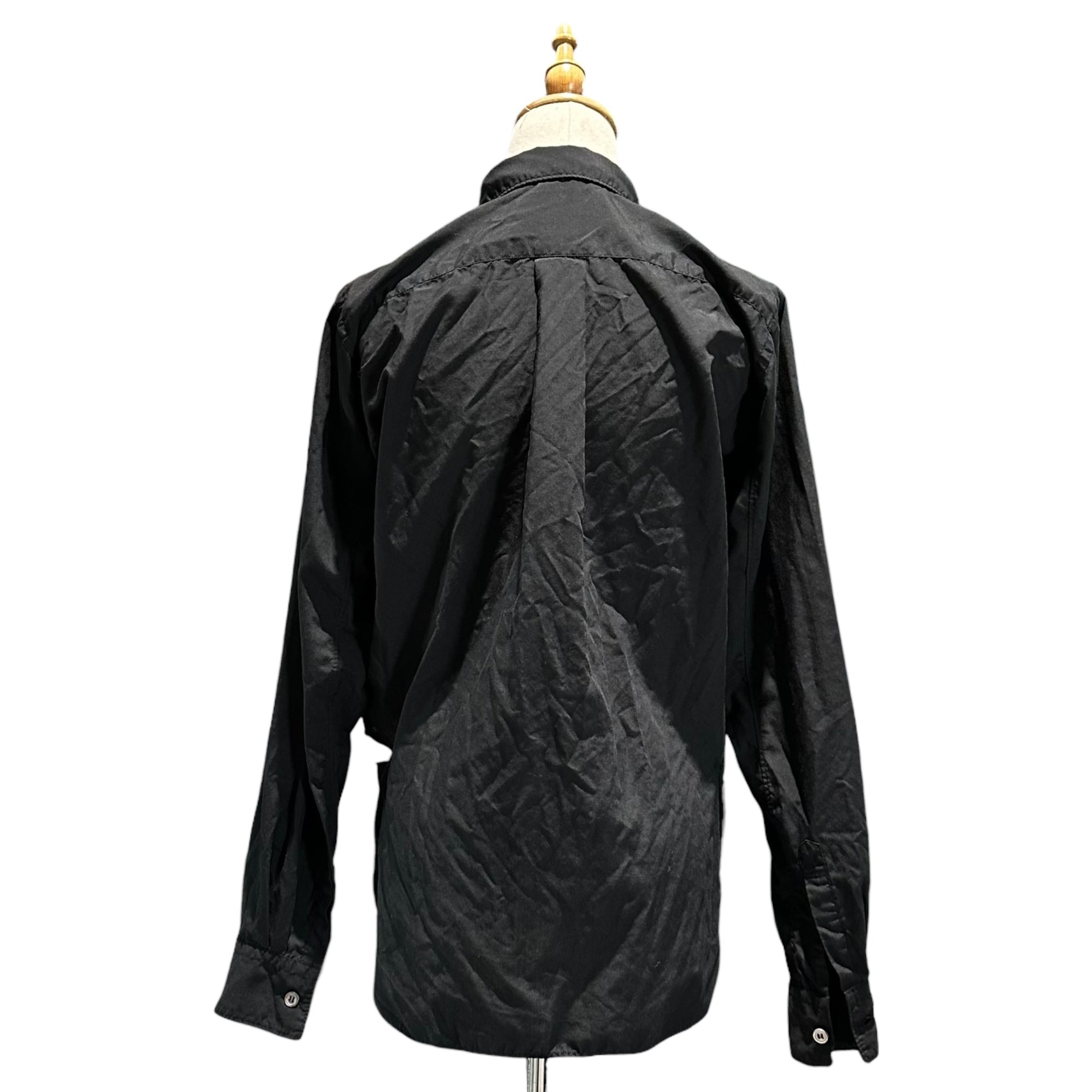 BLACK COMME des GARCONS(ブラックコムデギャルソン) 23SS Side-ripped Regular Collar L/S Shirt サイド 破れ加工 レギュラーカラー 長袖 シャツ 1K-B010 XS ブラック AD2022 ブラウス