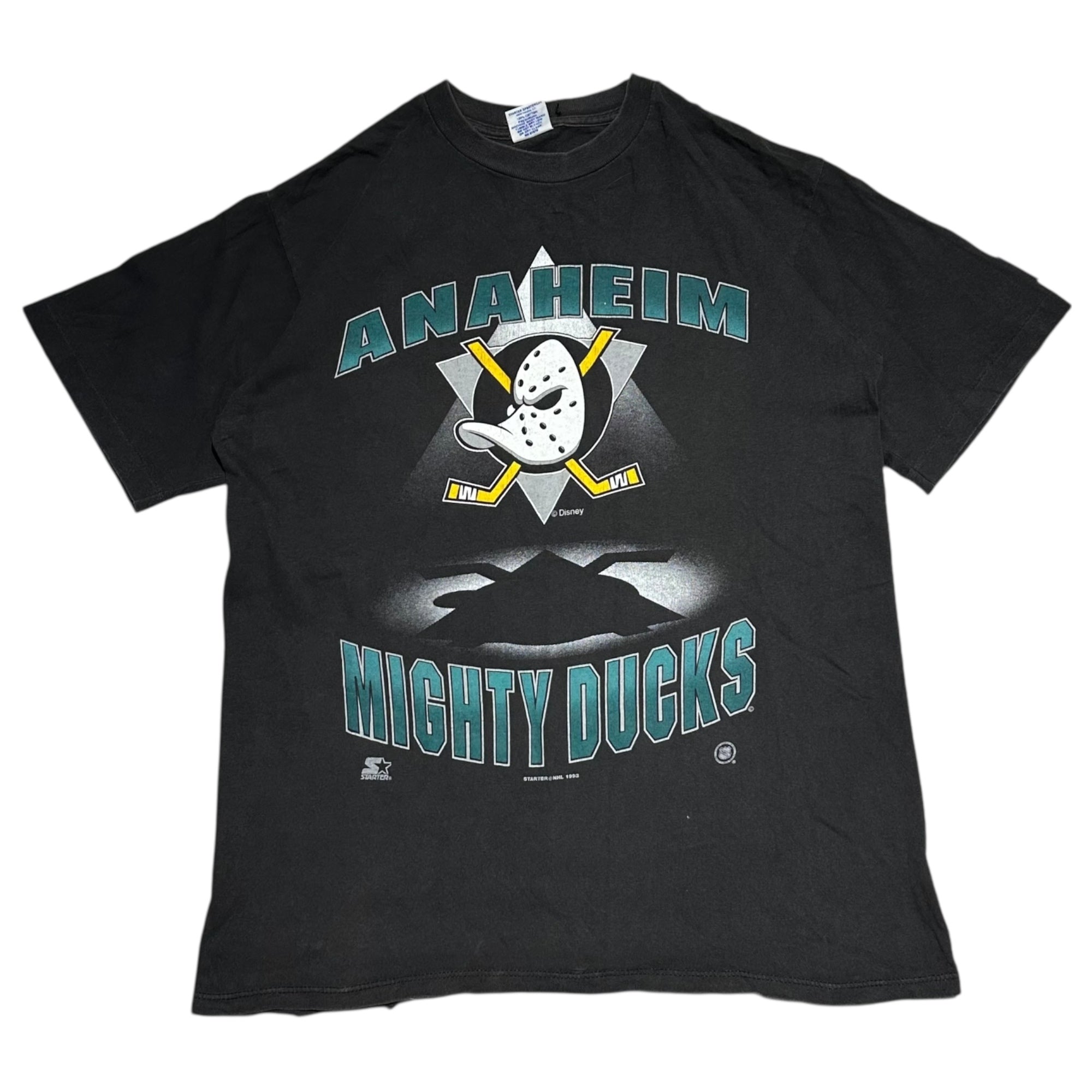 STARTER(スターター) 1993 NHL ”Disney” ANAHEIM MIGHTY DUCKS T-shirt  ディズニー アナハイム マイティダックス Tシャツ M ブラック USA製 90年代 90's ヴィンテージ アイスホッケー